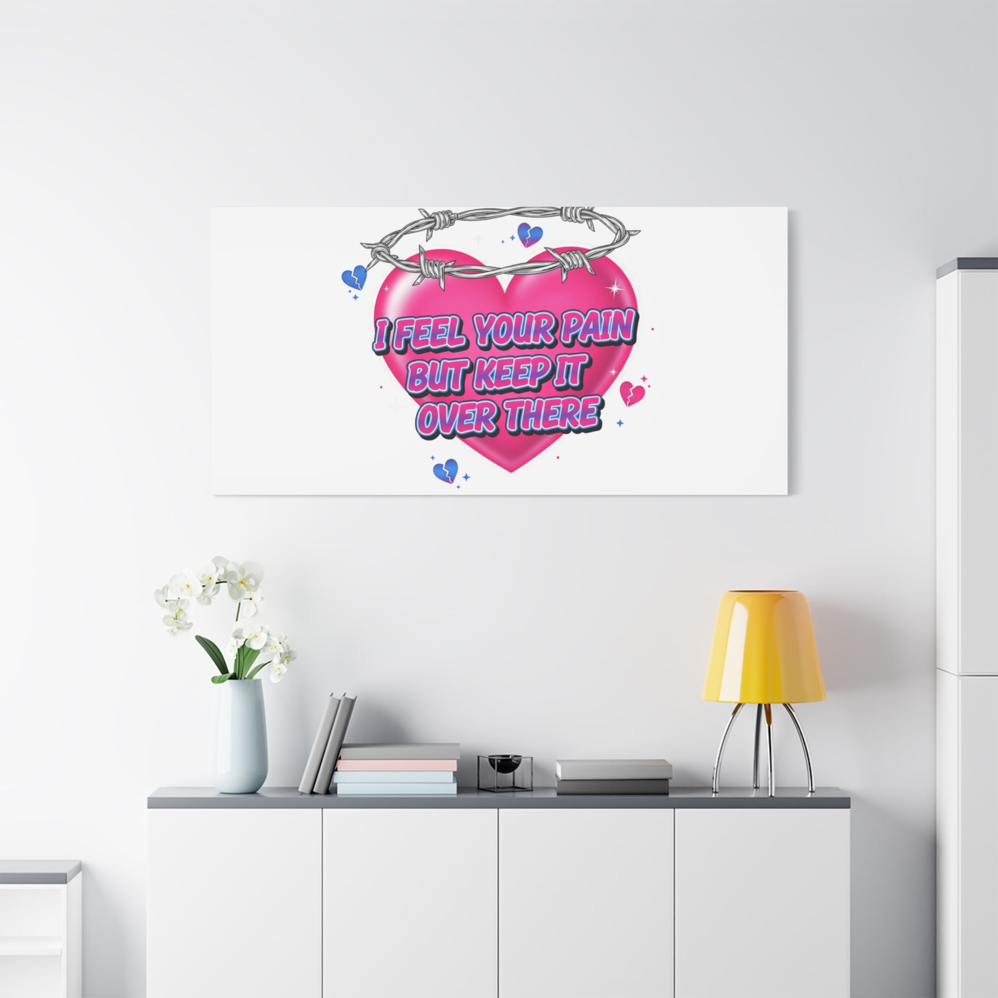 Snarky Neon Heart Airbrush Canvas | Softcore Hater, Y2K nostalgia