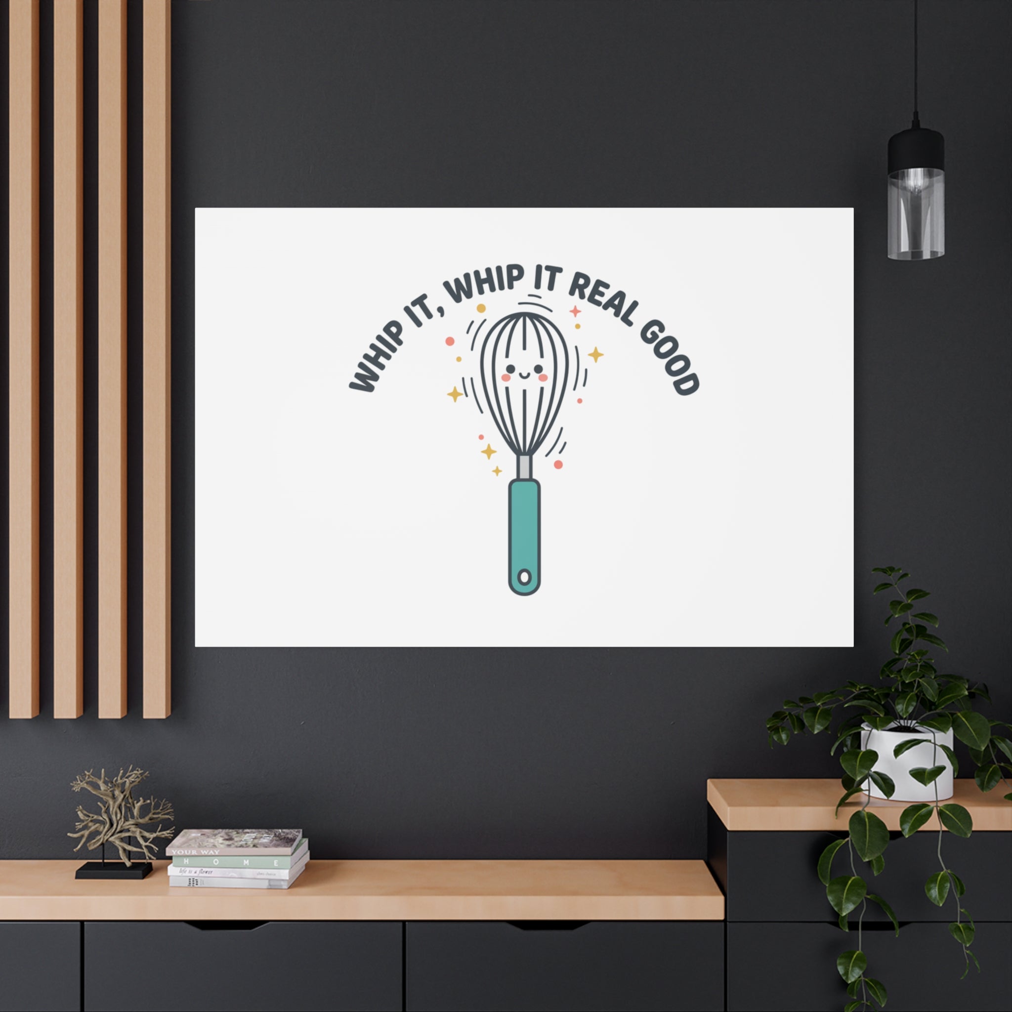 Whip It, Whip It Real Good Canvas | Kitchen Pun Minimalism, Cooking Humor