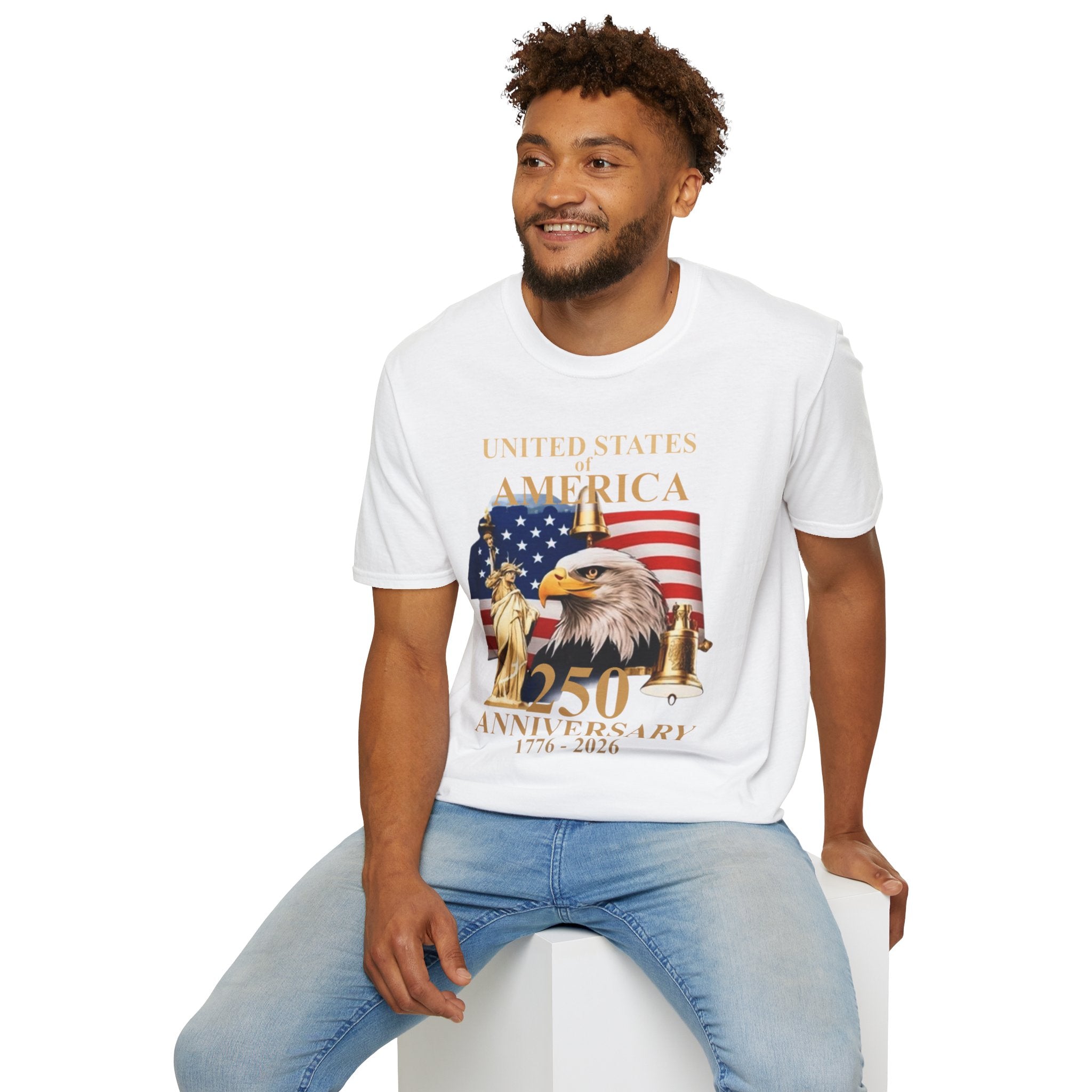 America 250th Anniversary T-Shirt – Bald Eagle, Flag & Liberty Icons (1776–2026)