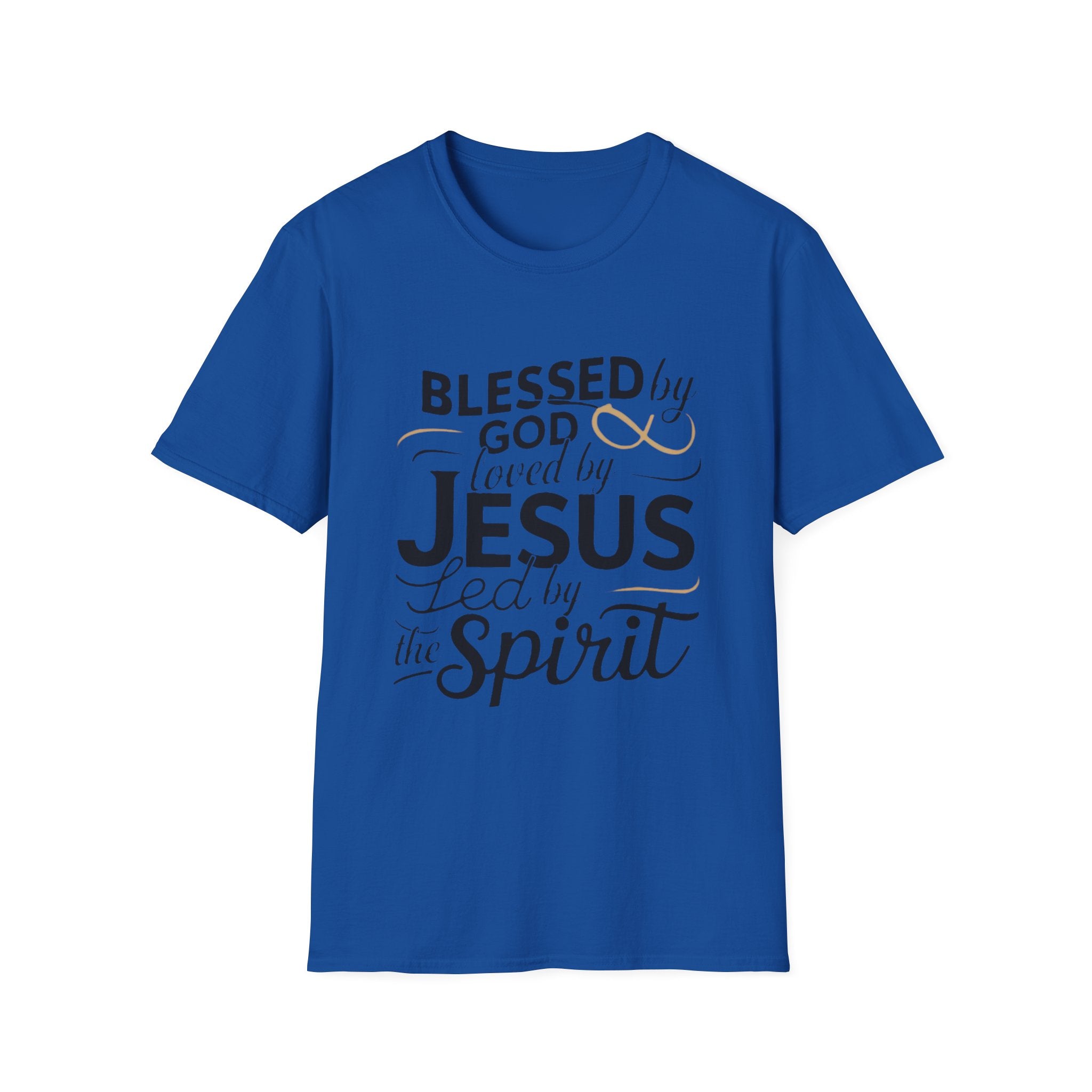 Jesus Blessed by God Faith T-Shirt — "Blessed by God, Loved by Jesus, Led by the Spirit" Christian Tee