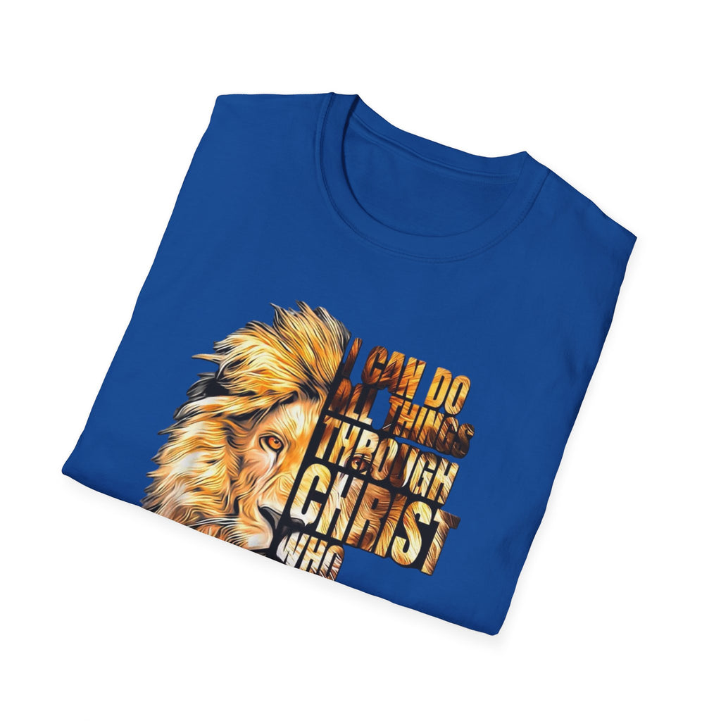 Christian Lion T-Shirt — "I Can Do All Things Through Christ Who Strengthens Me" Inspirational Tee