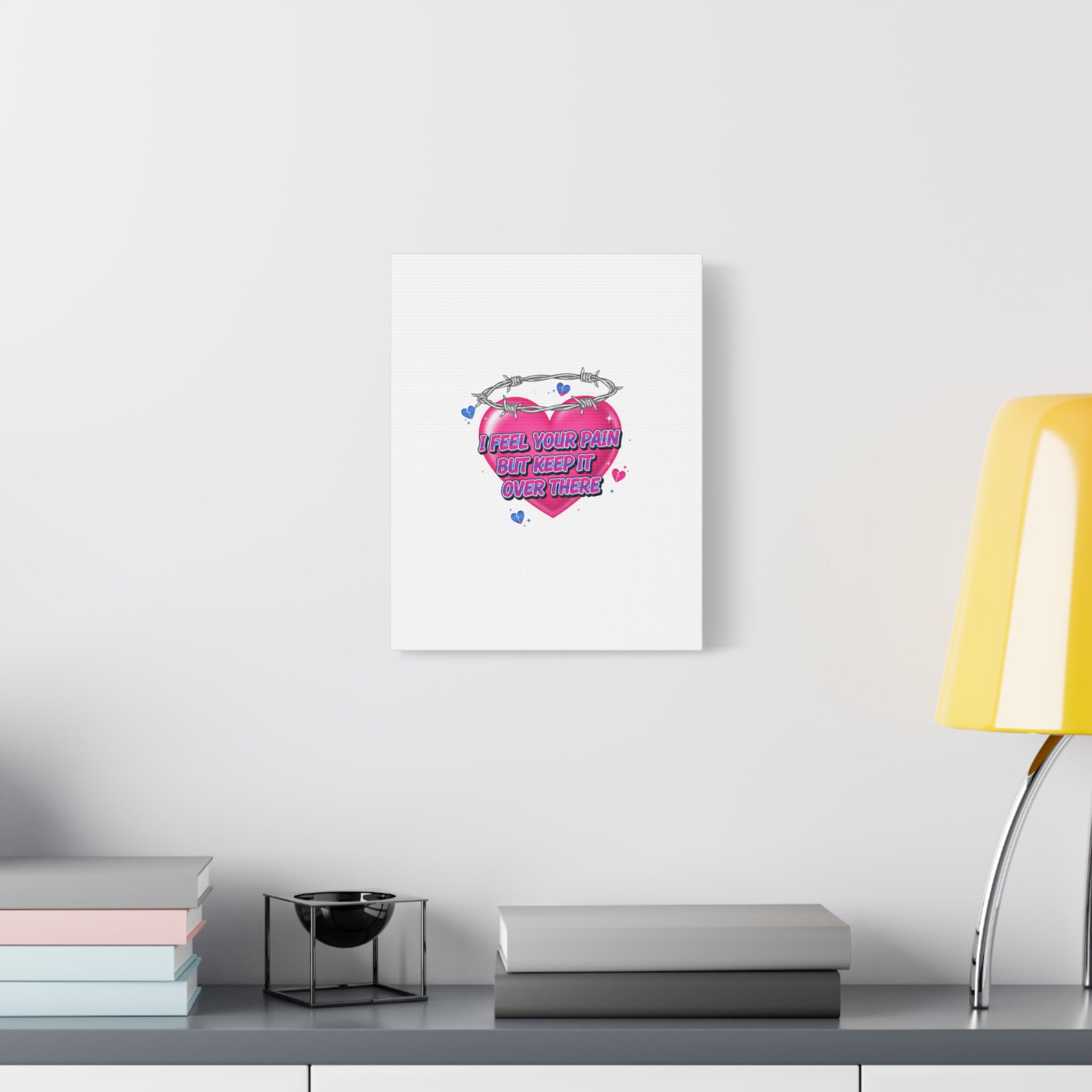 Snarky Neon Heart Airbrush Canvas | Softcore Hater, Y2K nostalgia