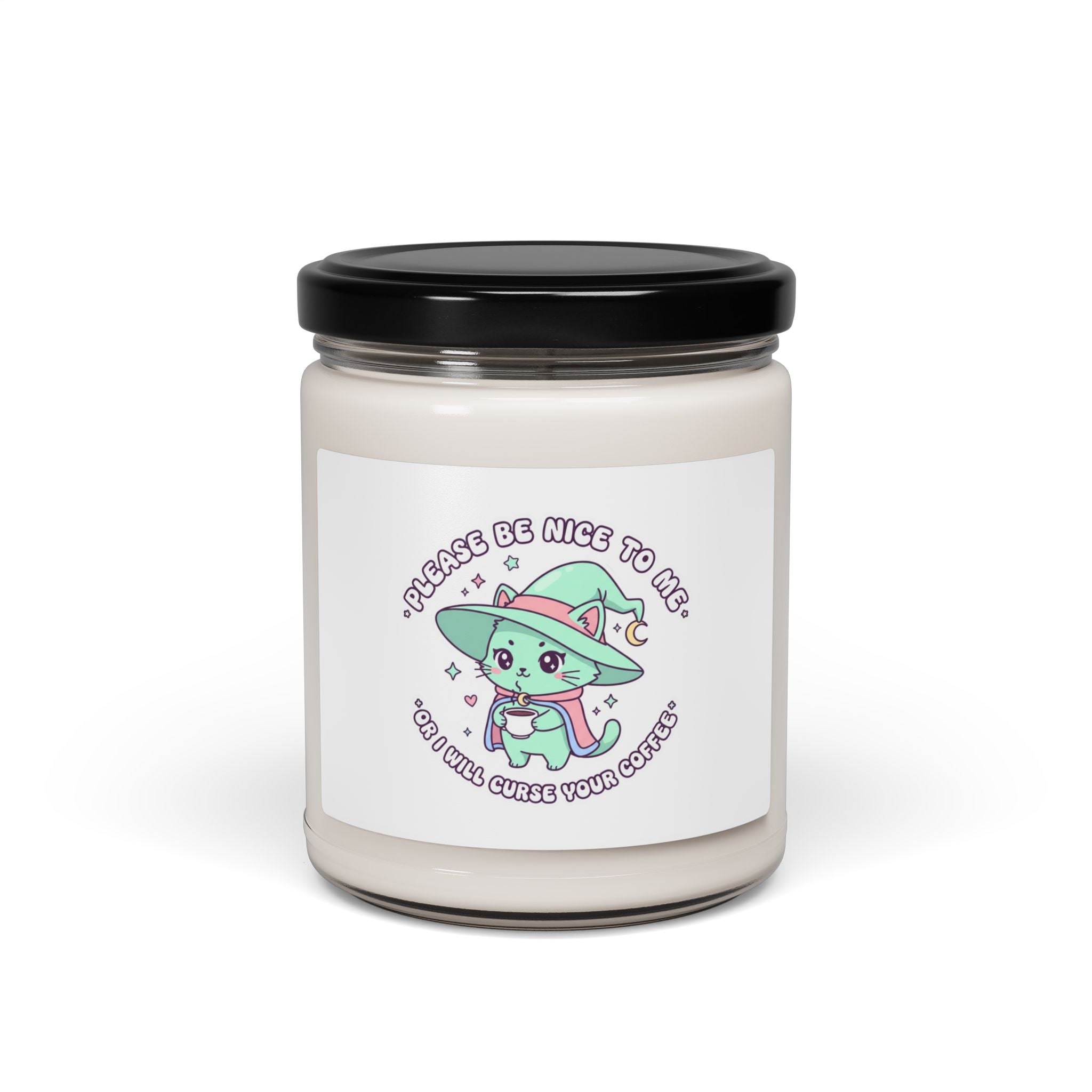 Cute Menacing Kawaii Witch Candle, Soy 9oz | Soft Threat pastel sass