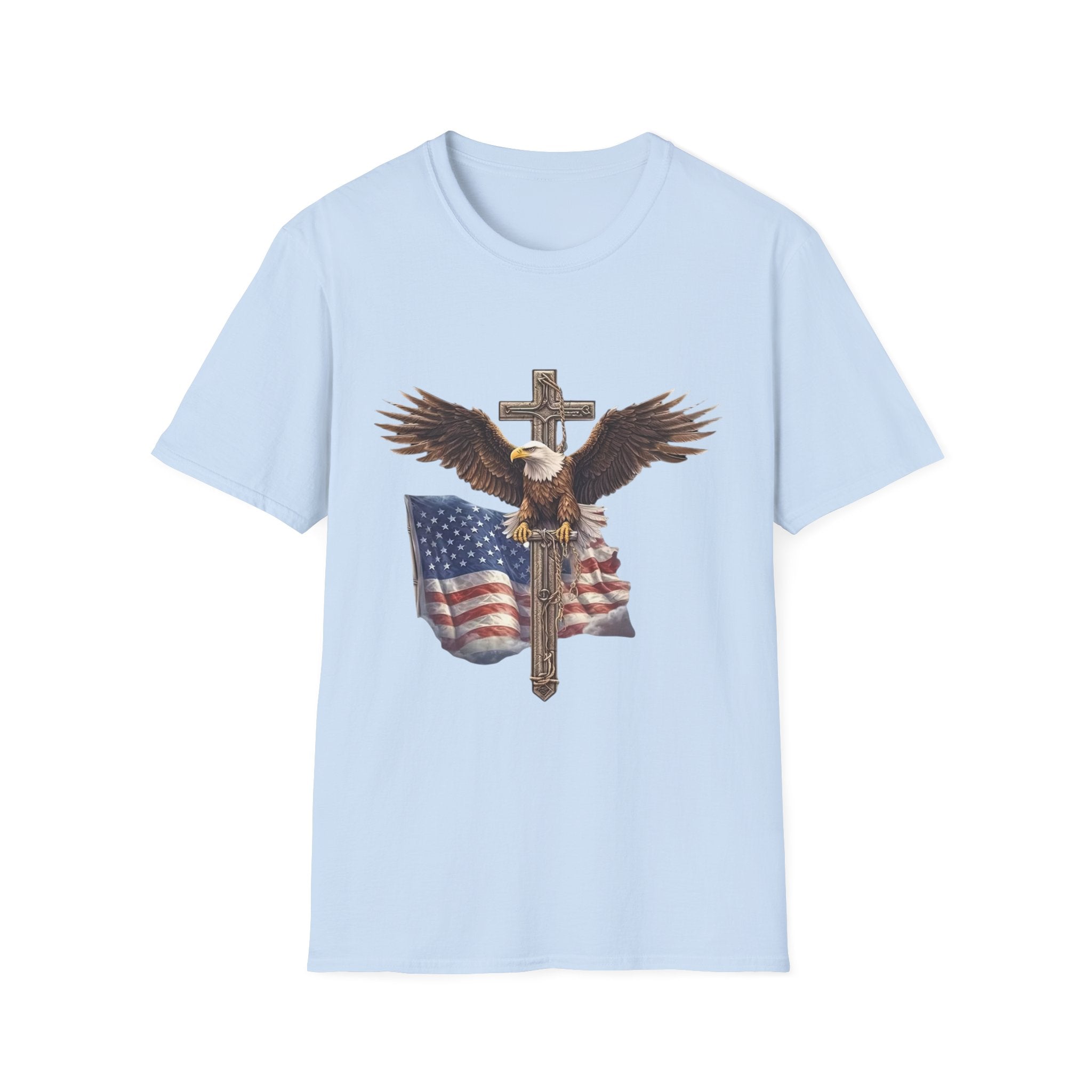 Patriotic Eagle Cross T-Shirt — American Flag Christian Tee