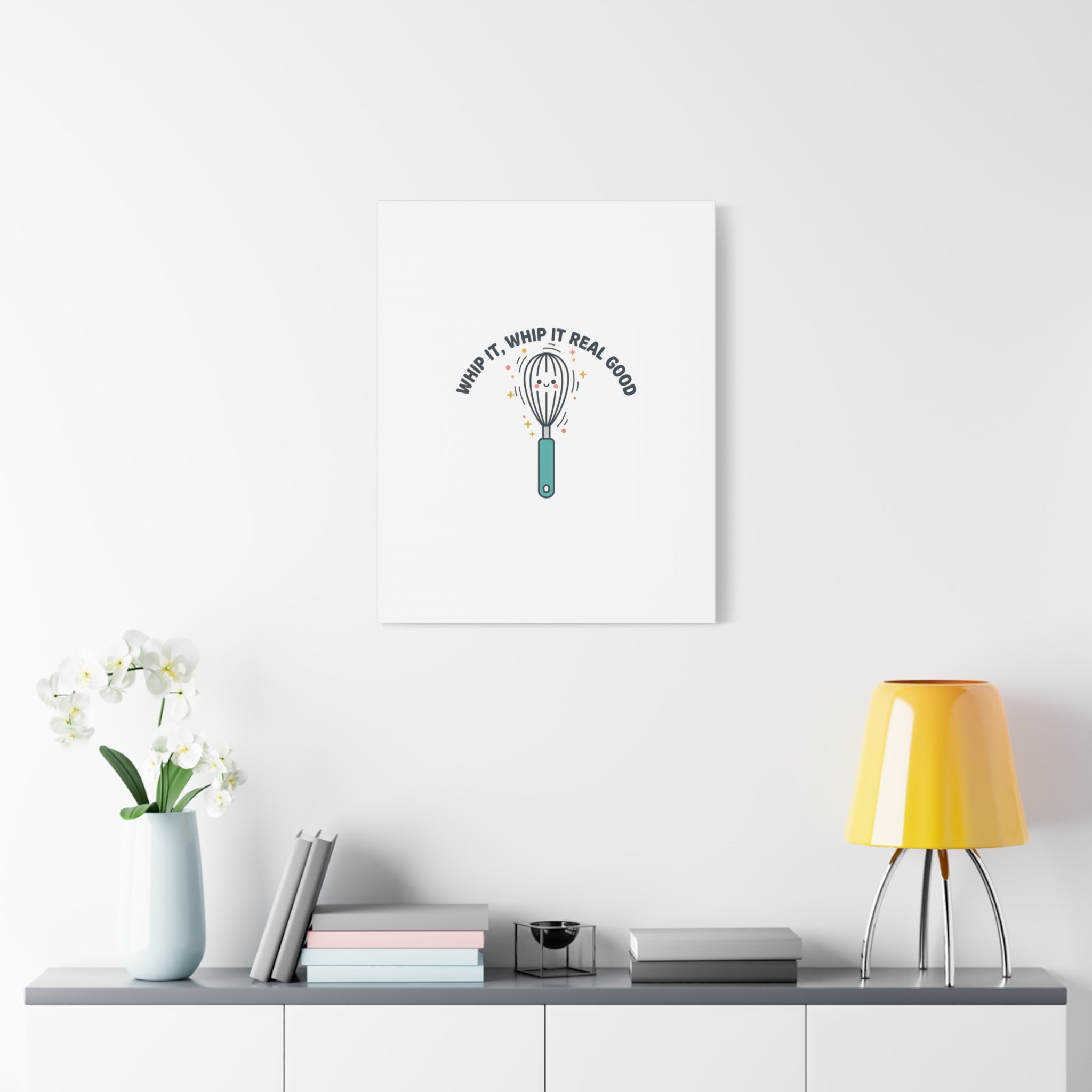Whip It, Whip It Real Good Canvas | Kitchen Pun Minimalism, Cooking Humor