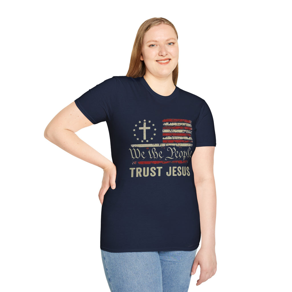 We The People Trust Jesus T-Shirt — Patriotic Christian Flag Tee