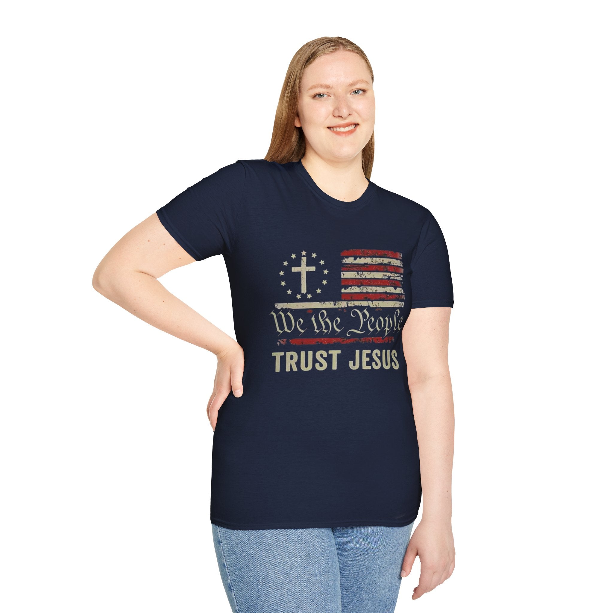 We The People Trust Jesus T-Shirt — Patriotic Christian Flag Tee