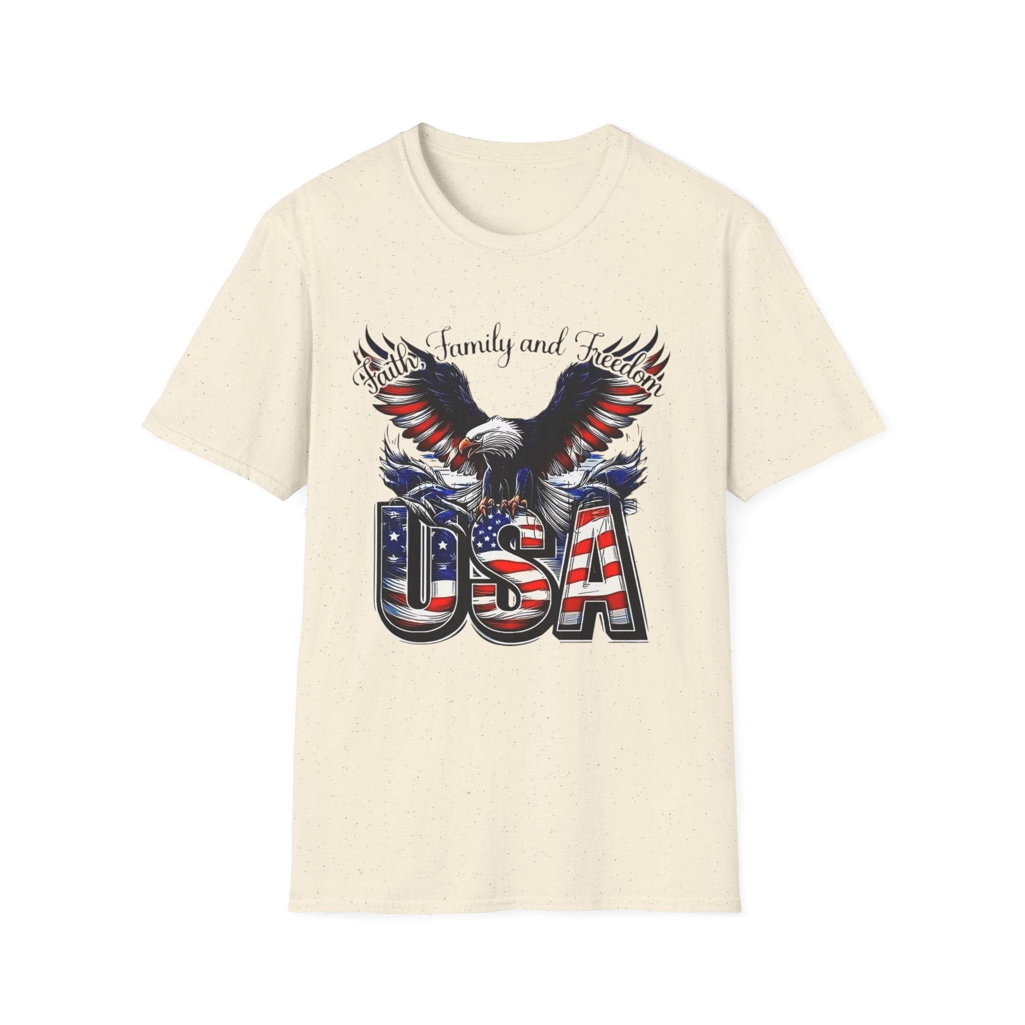 USA Eagle T-Shirt — Patriotic Bald Eagle with American Flag Text