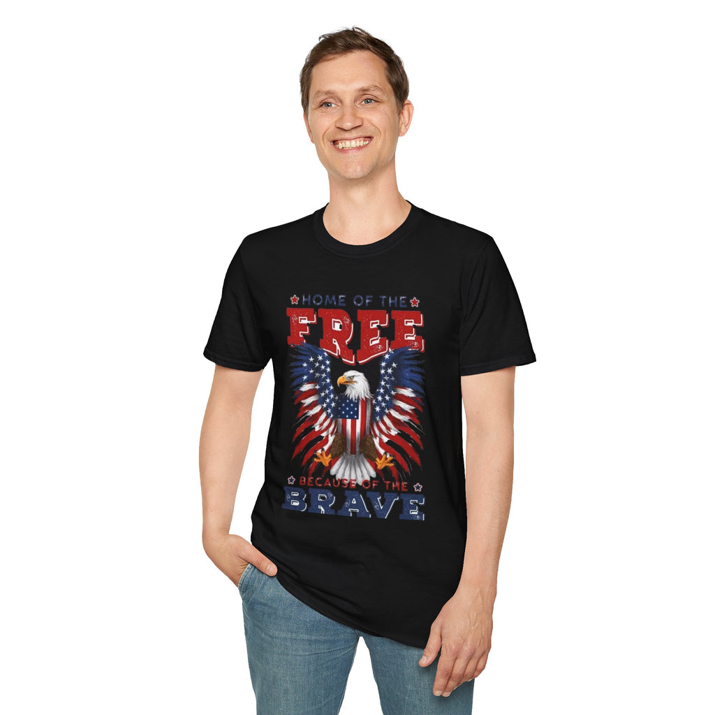 Patriotic Eagle T-Shirt — "Home of the Free Because of the Brave"