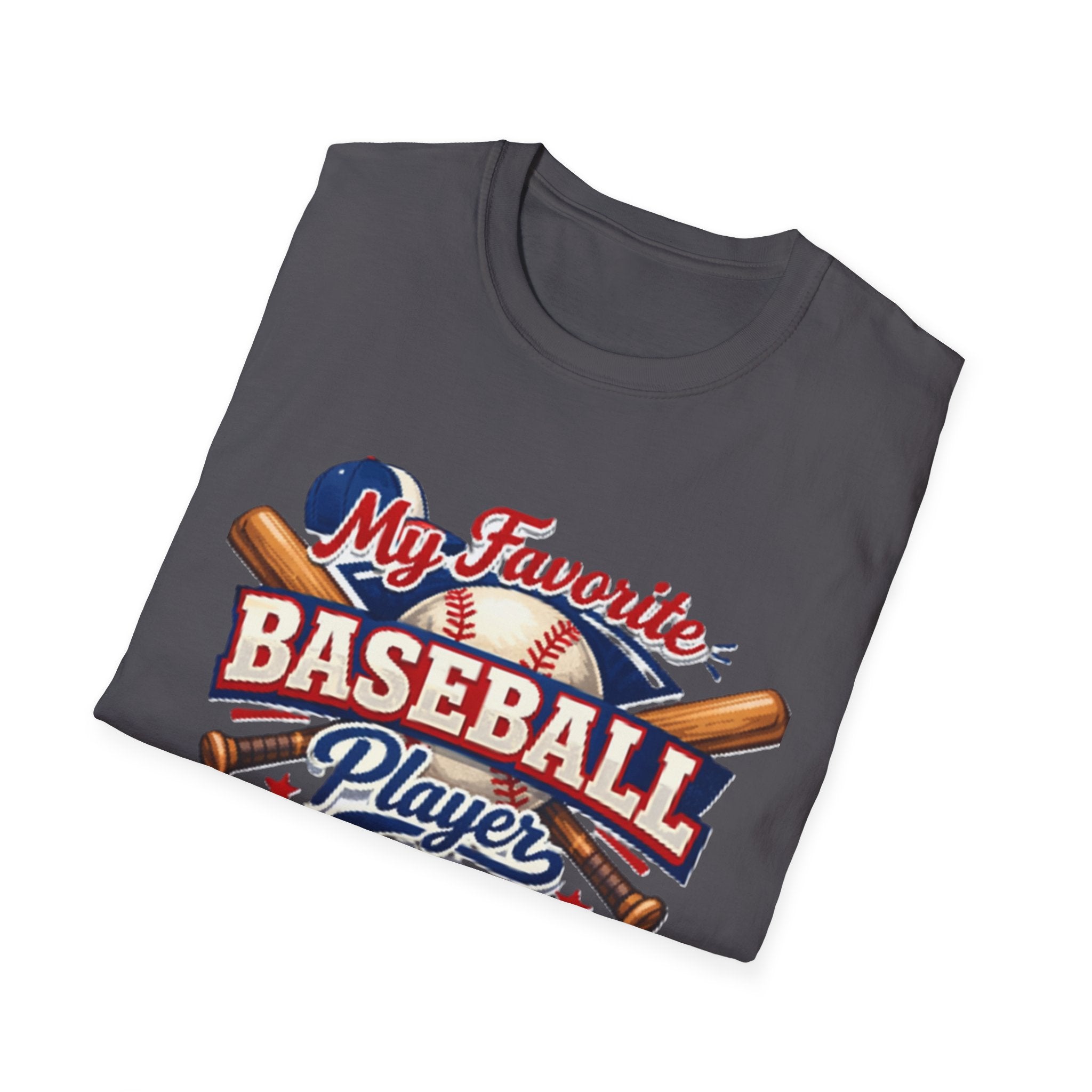 Baseball Mama T-Shirt — “My Favorite Baseball Player Calls Me Mama” Graphic Shirt