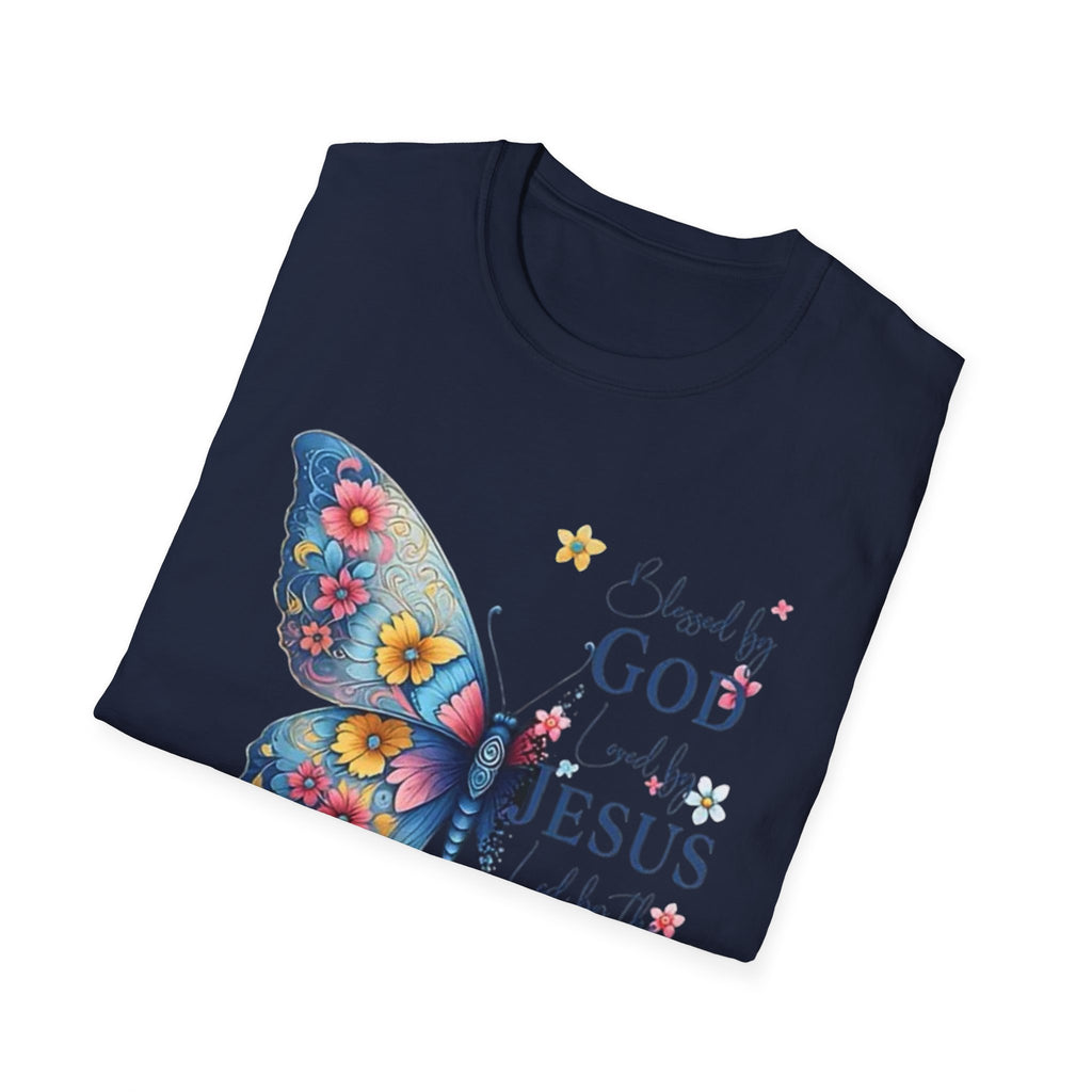 Butterfly Faith T-Shirt — "I am loved by God and held by Jesus and the Spirit" Christian Tee