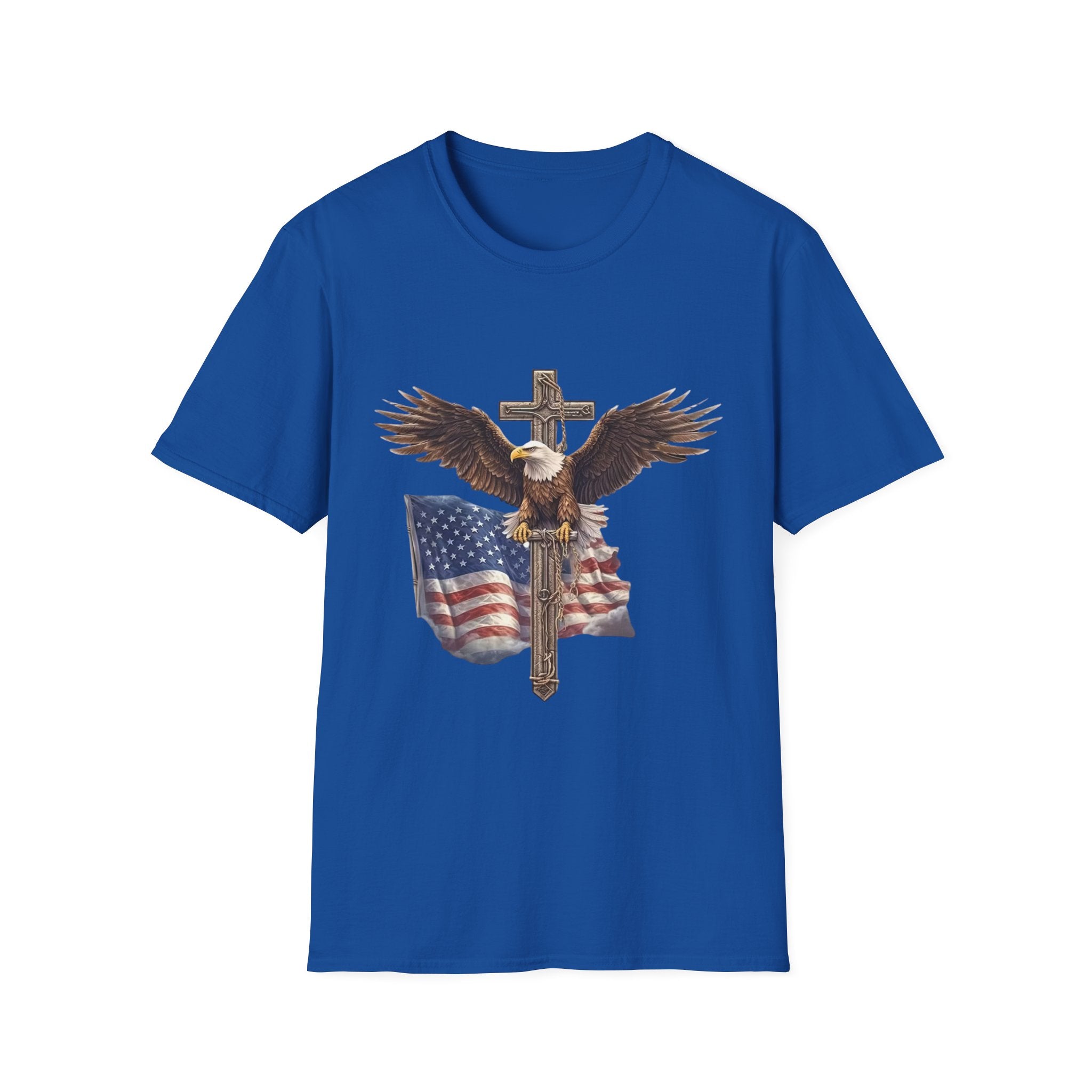Patriotic Eagle Cross T-Shirt — American Flag Christian Tee