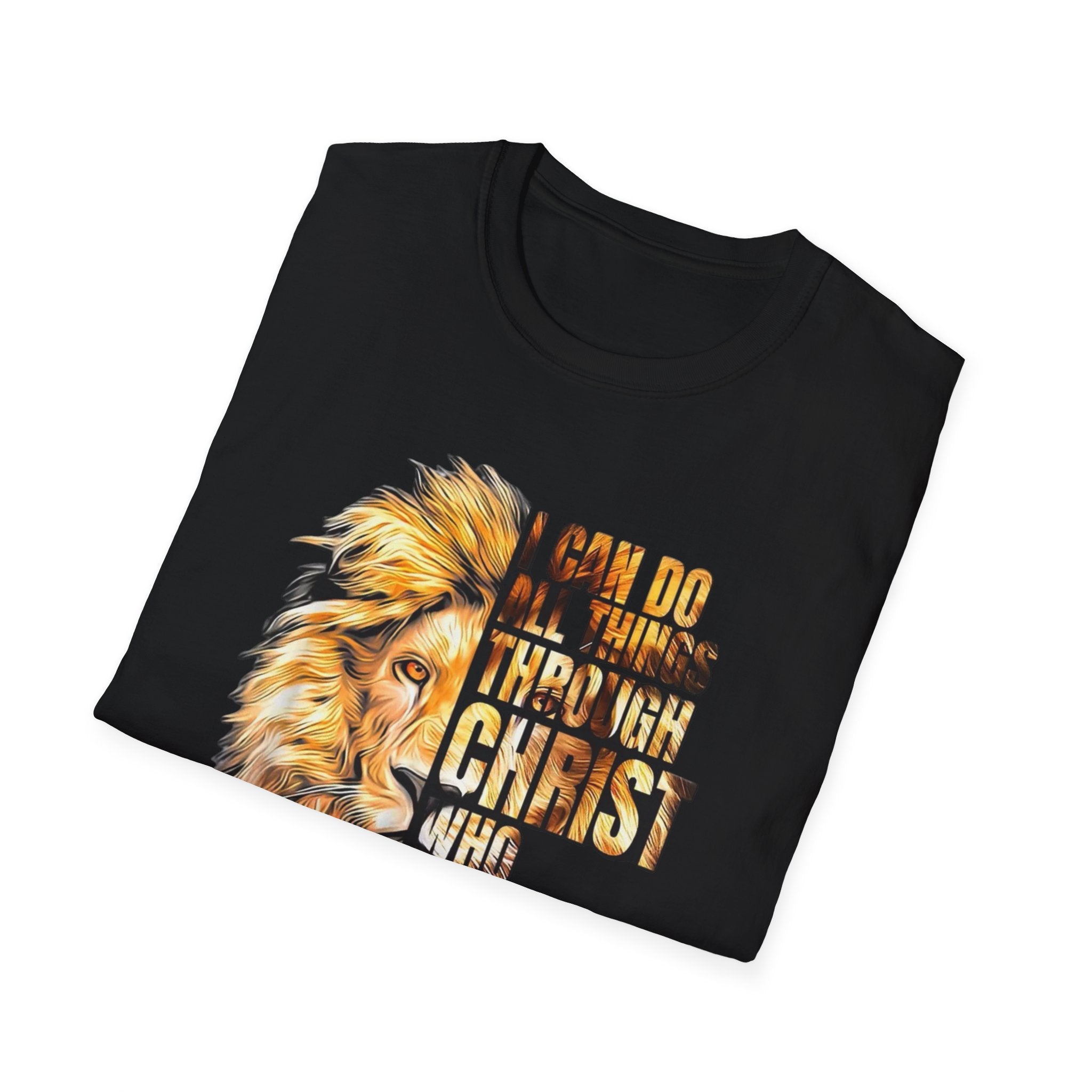Christian Lion T-Shirt — "I Can Do All Things Through Christ Who Strengthens Me" Inspirational Tee