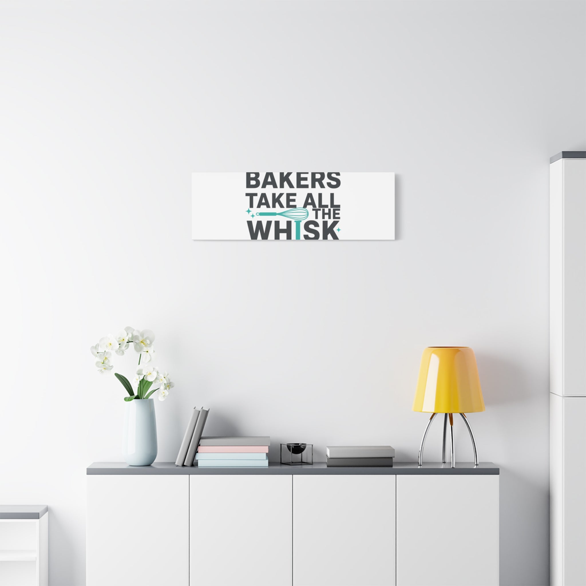 Bakers Take All The Whisk Canvas, Kitchen Pun Minimalism, cooking humor wall art