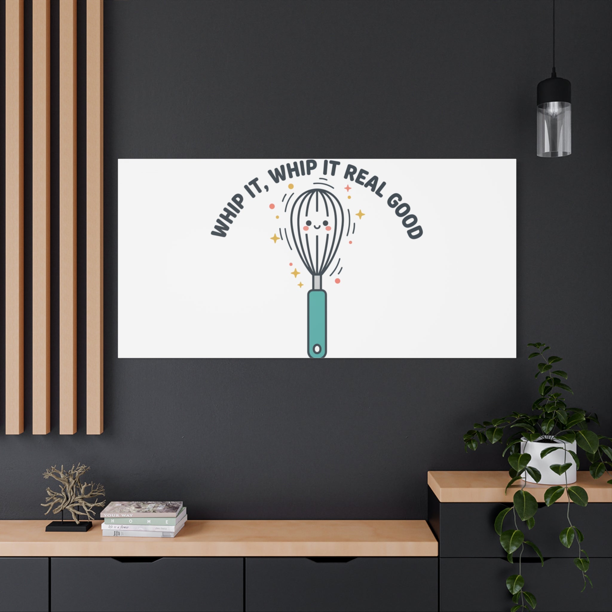 Whip It, Whip It Real Good Canvas | Kitchen Pun Minimalism, Cooking Humor