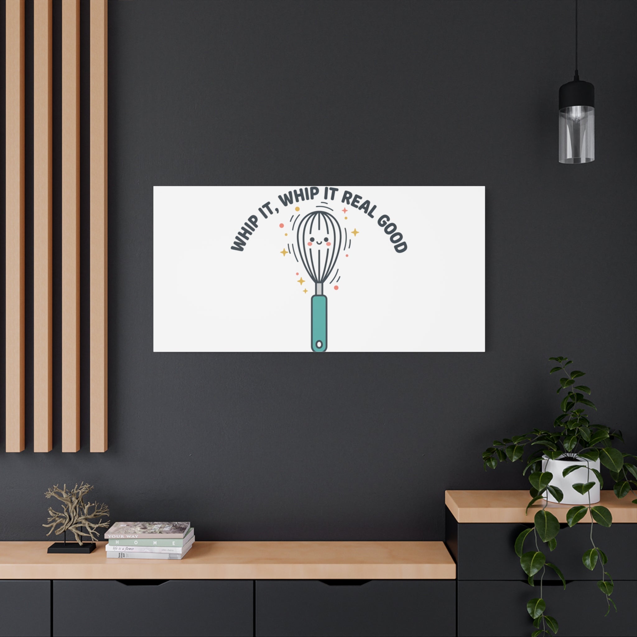 Whip It, Whip It Real Good Canvas | Kitchen Pun Minimalism, Cooking Humor