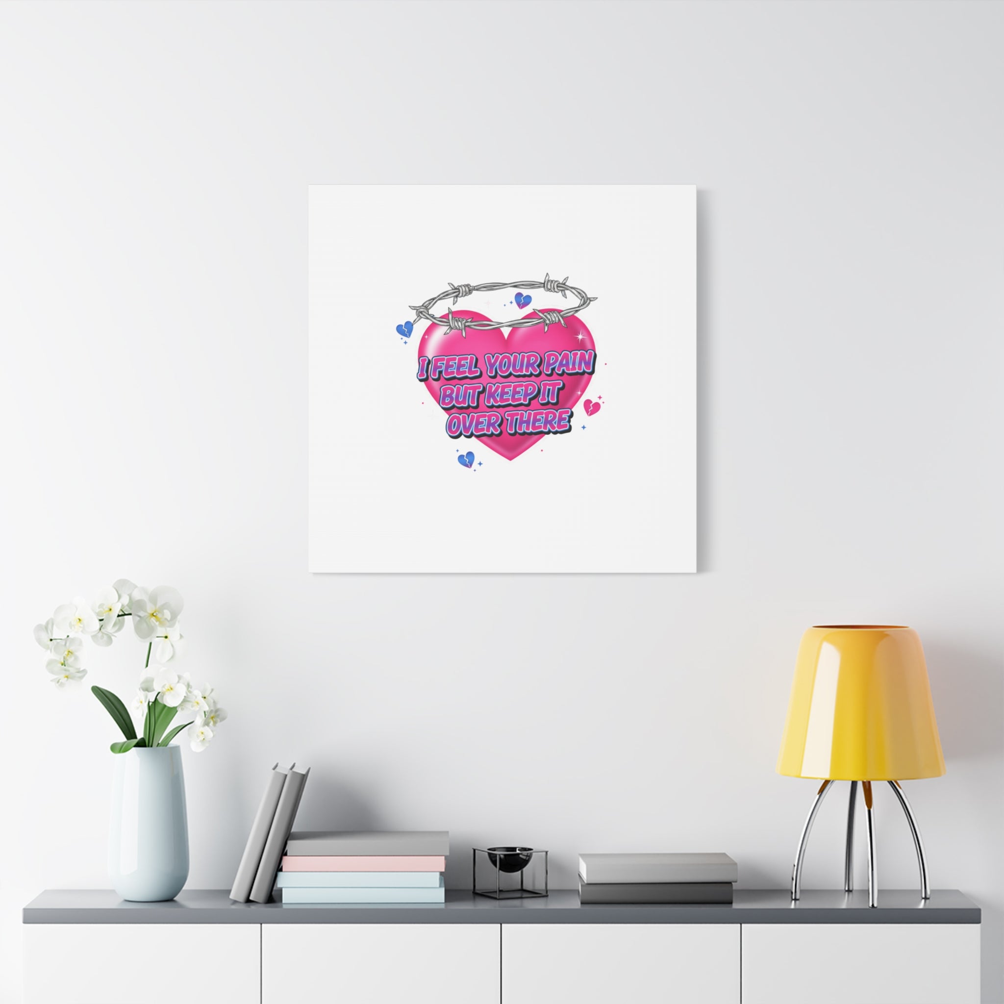 Snarky Neon Heart Airbrush Canvas | Softcore Hater, Y2K nostalgia