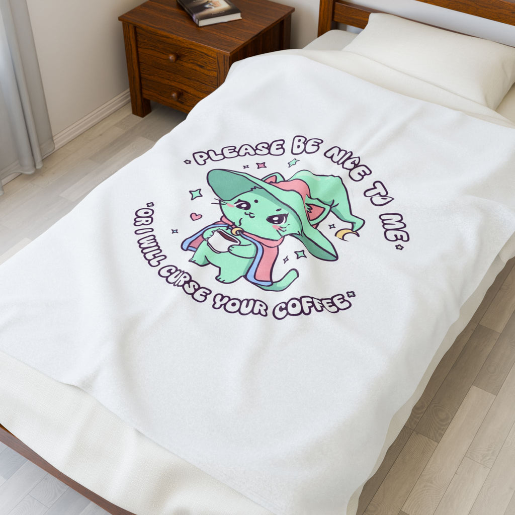Please Be Nice To Me Plush Blanket | kawaii threat, pastel cute menacing