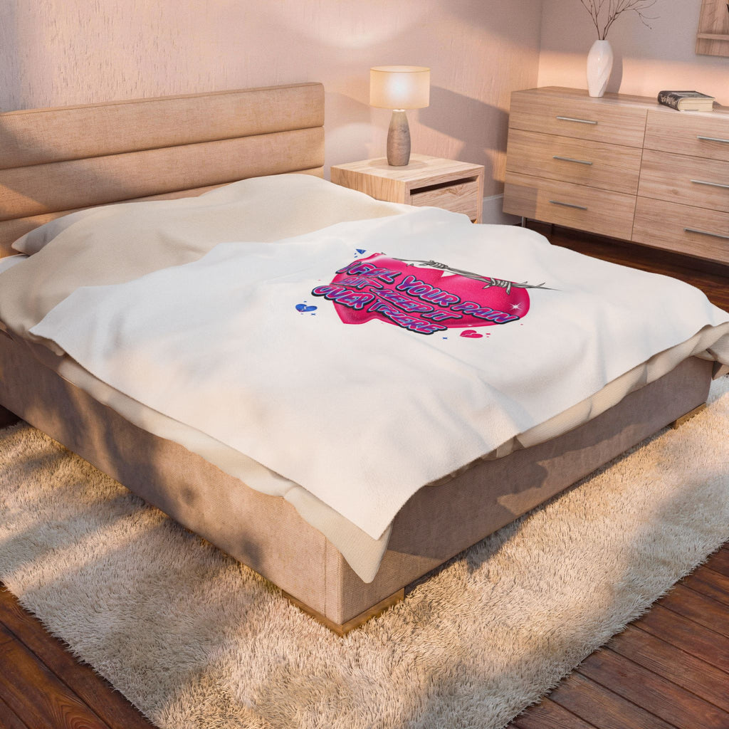 I Feel Your Pain But Keep It Over There Plush Blanket | Softcore Airbrush, Y2K Neon