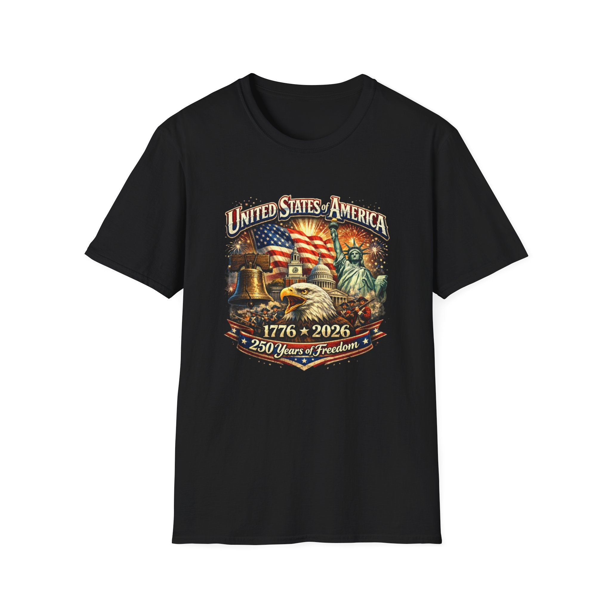 United States of America 250 Graphic T-Shirt — Patriotic 1776–2026 Liberty Design