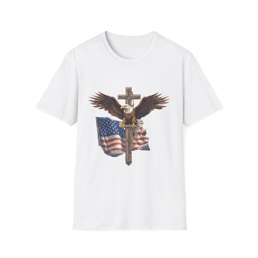 Patriotic Eagle Cross T-Shirt — American Flag Christian Tee