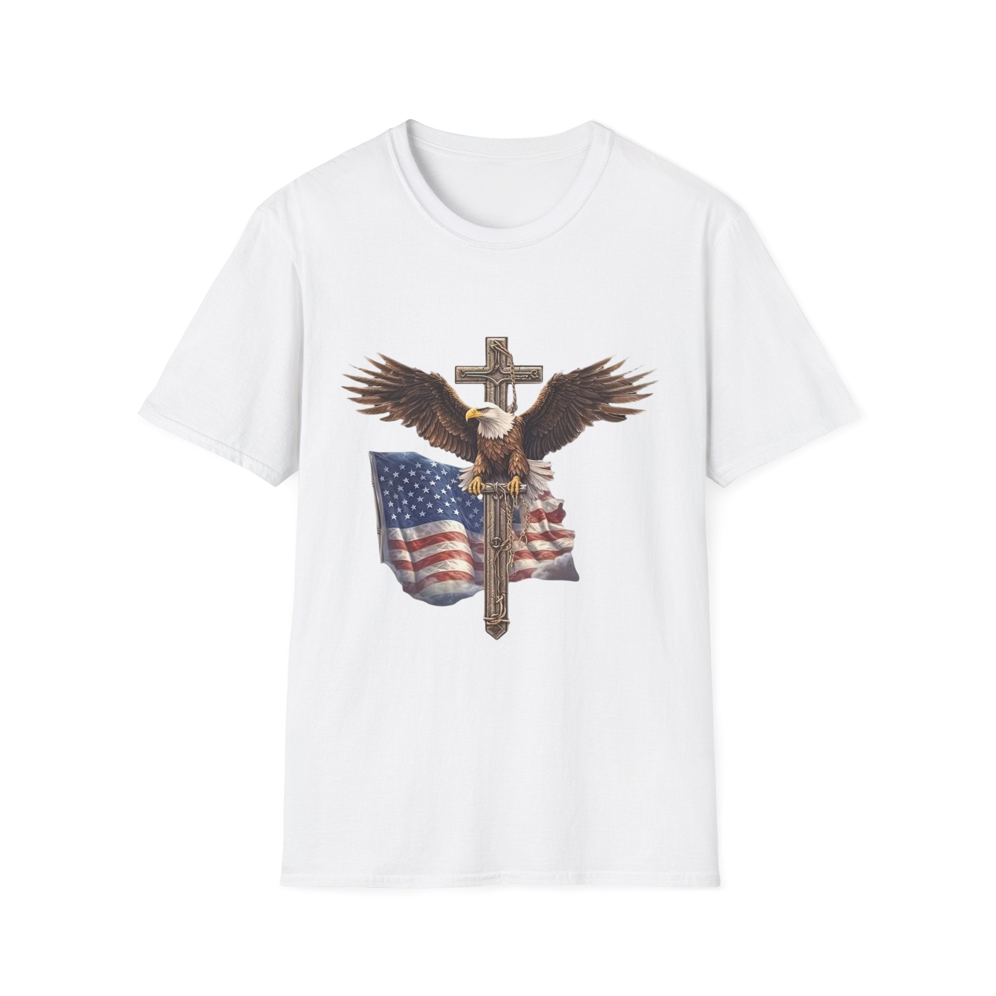 Patriotic Eagle Cross T-Shirt — American Flag Christian Tee