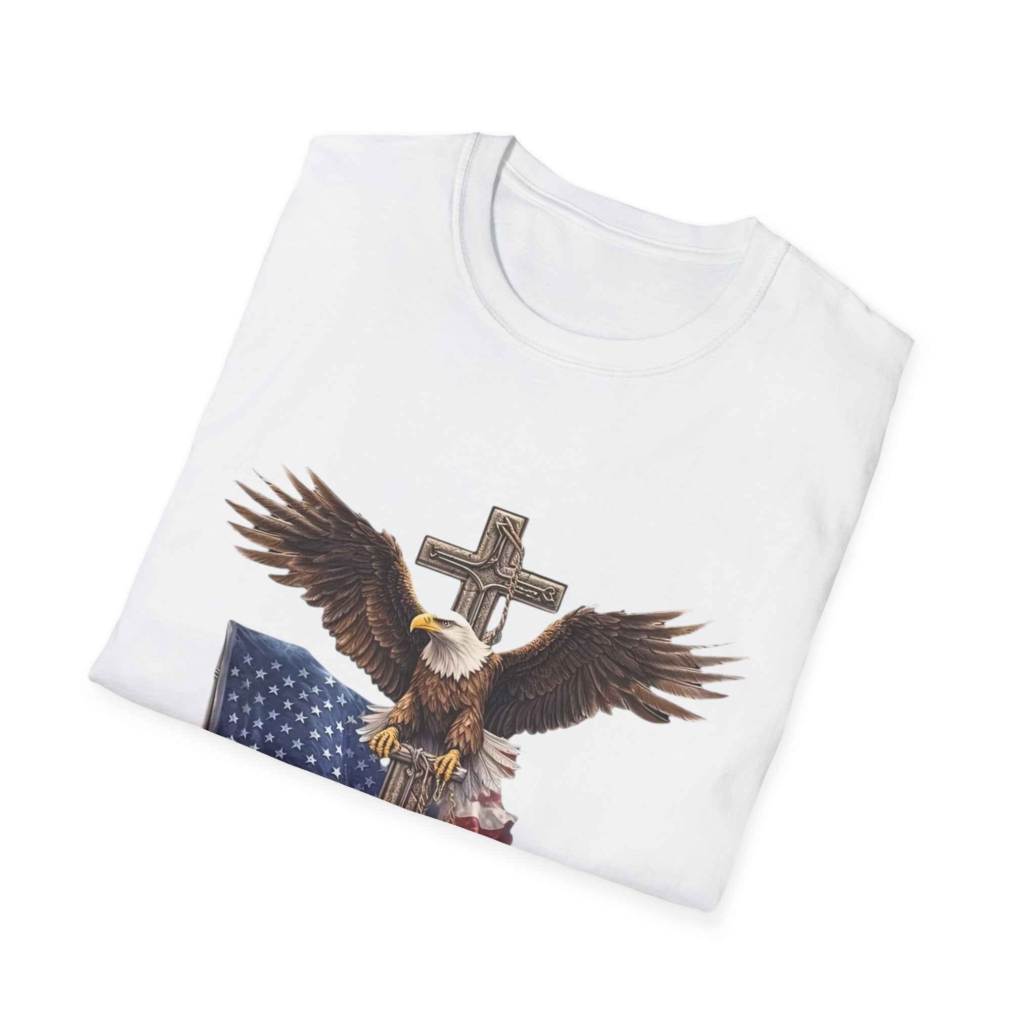 Patriotic Eagle Cross T-Shirt — American Flag Christian Tee