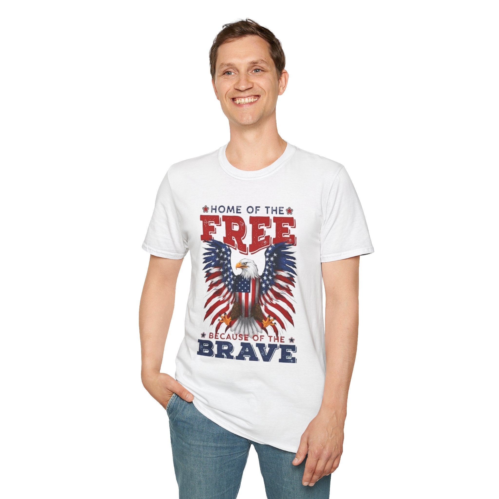 Patriotic Eagle T-Shirt — "Home of the Free Because of the Brave"