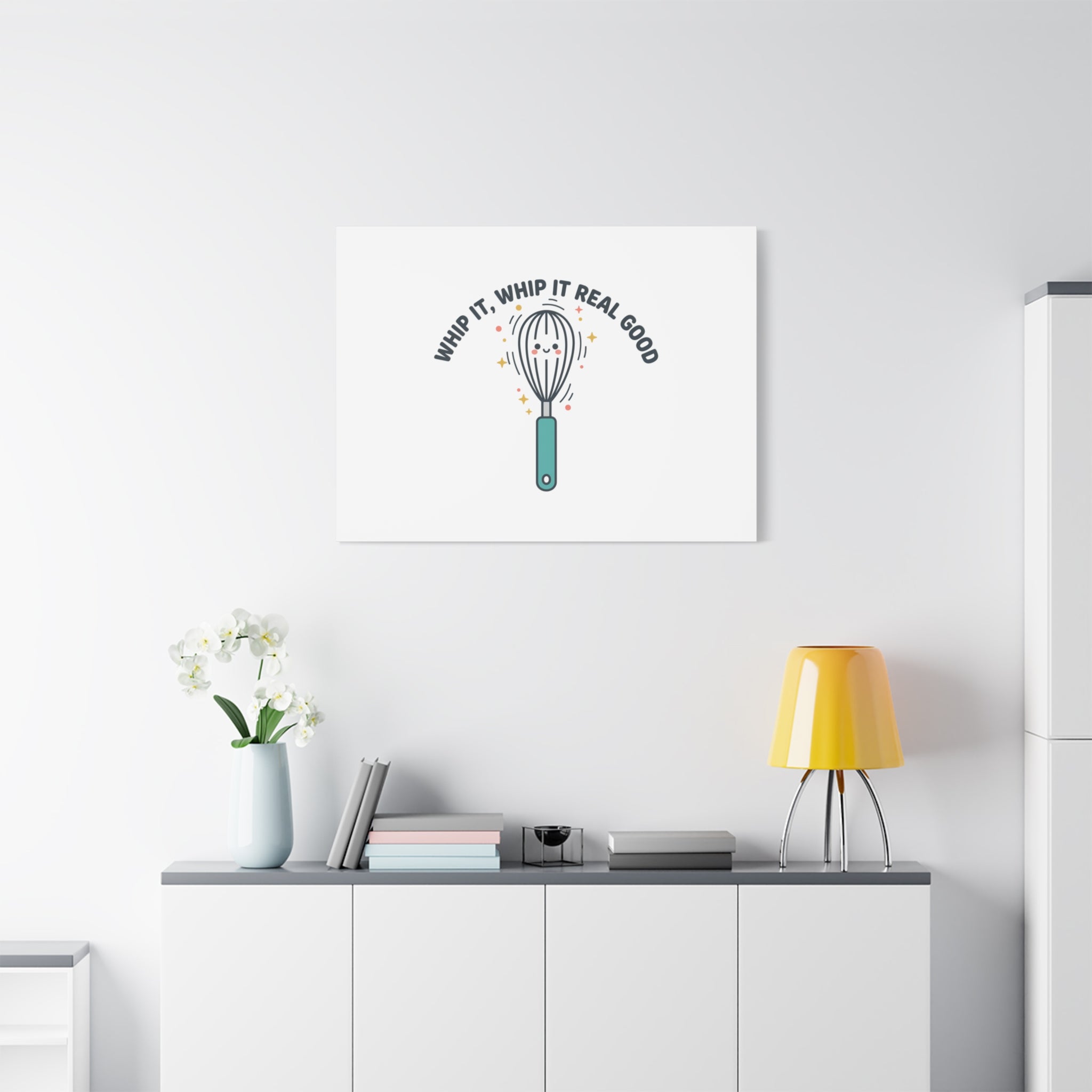 Whip It, Whip It Real Good Canvas | Kitchen Pun Minimalism, Cooking Humor