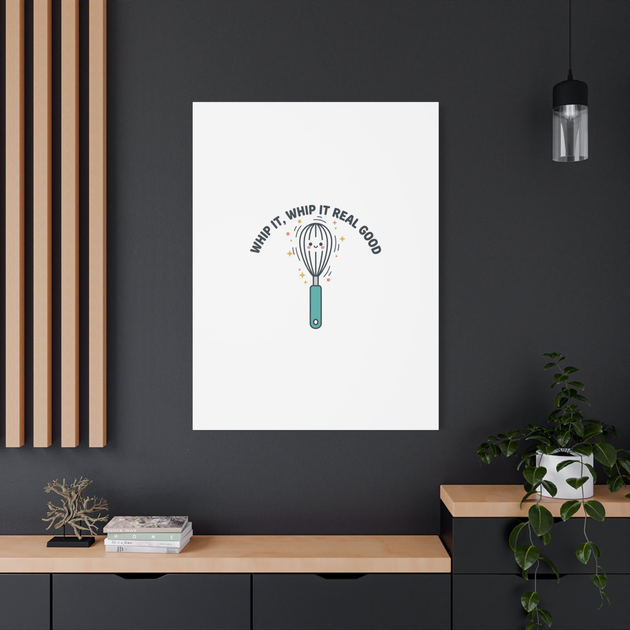 Whip It, Whip It Real Good Canvas | Kitchen Pun Minimalism, Cooking Humor