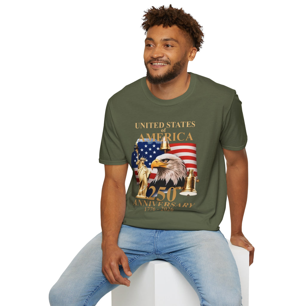 America 250th Anniversary T-Shirt – Bald Eagle, Flag & Liberty Icons (1776–2026)