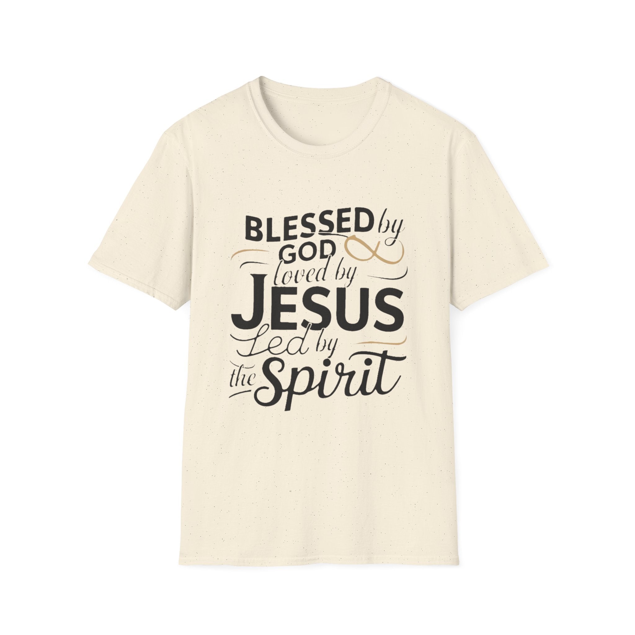 Jesus Blessed by God Faith T-Shirt — "Blessed by God, Loved by Jesus, Led by the Spirit" Christian Tee