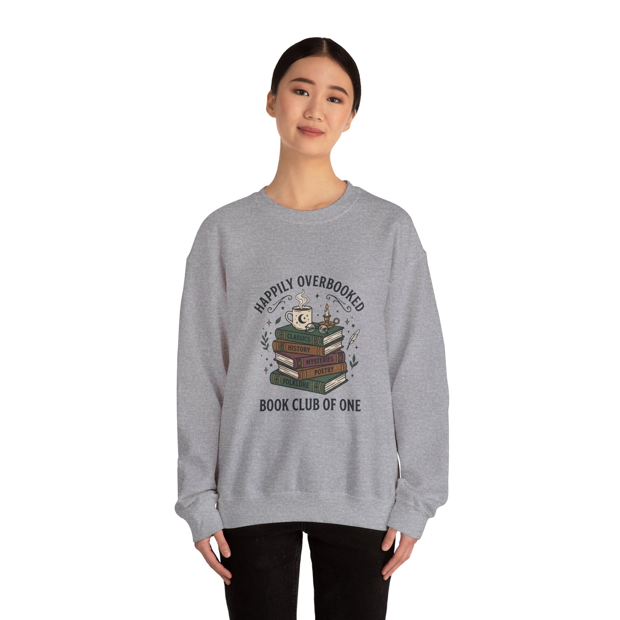 Happily Overbooked 'Book Club of One' Sweatshirt | book lover, cozy reader