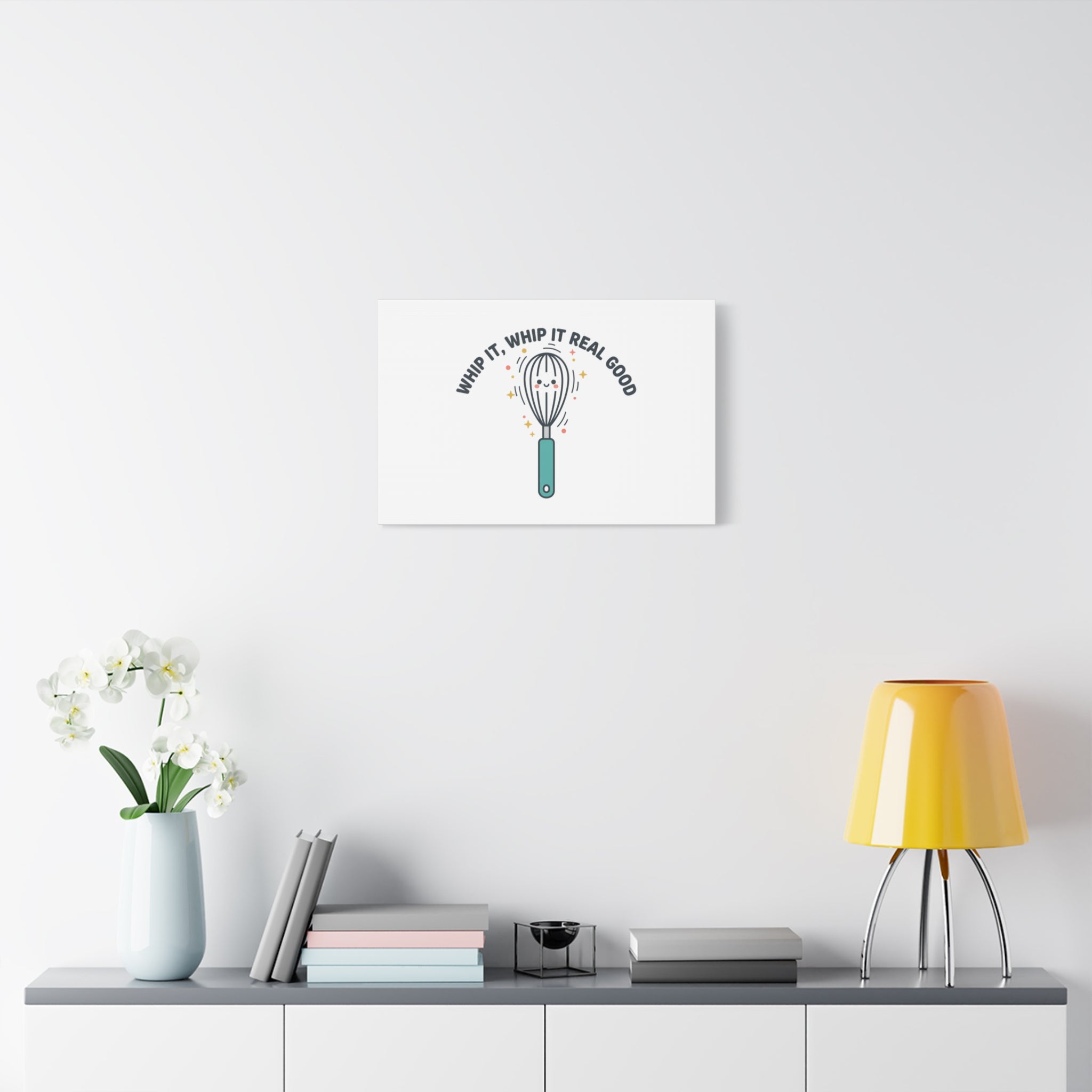 Whip It, Whip It Real Good Canvas | Kitchen Pun Minimalism, Cooking Humor