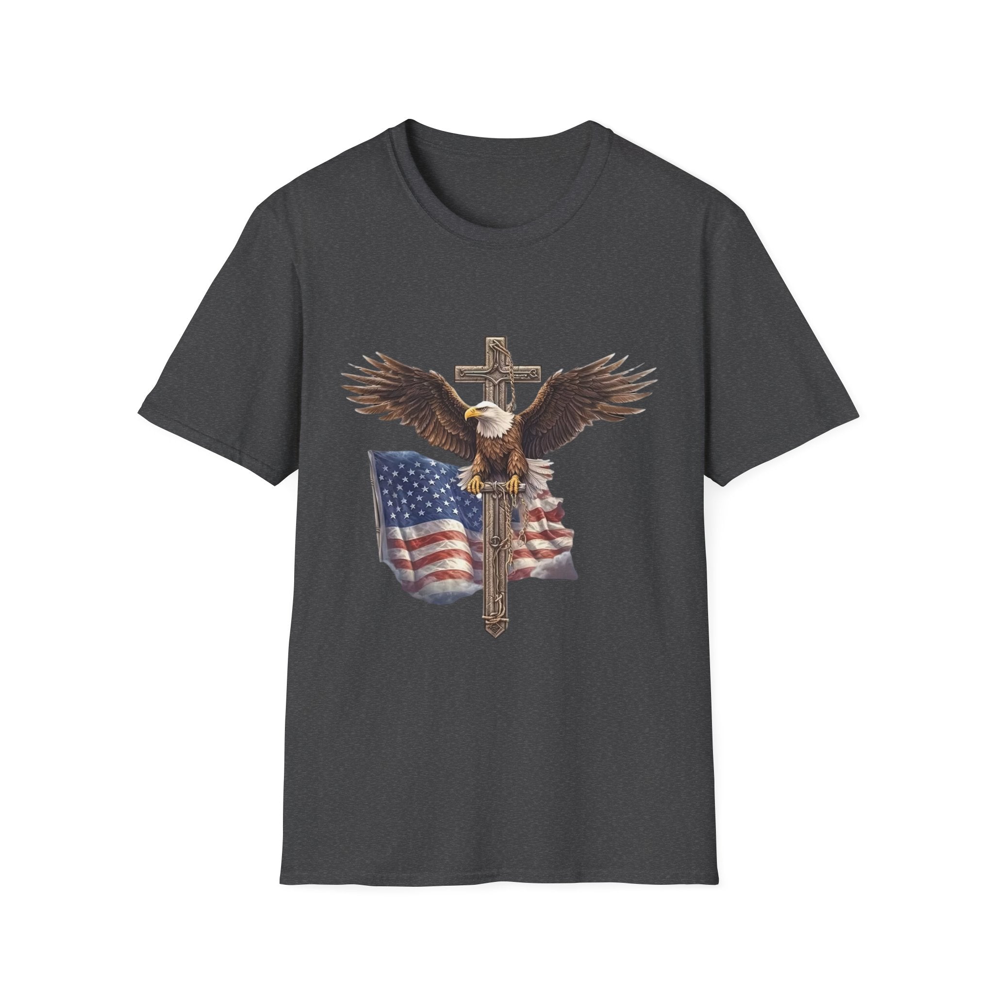 Patriotic Eagle Cross T-Shirt — American Flag Christian Tee
