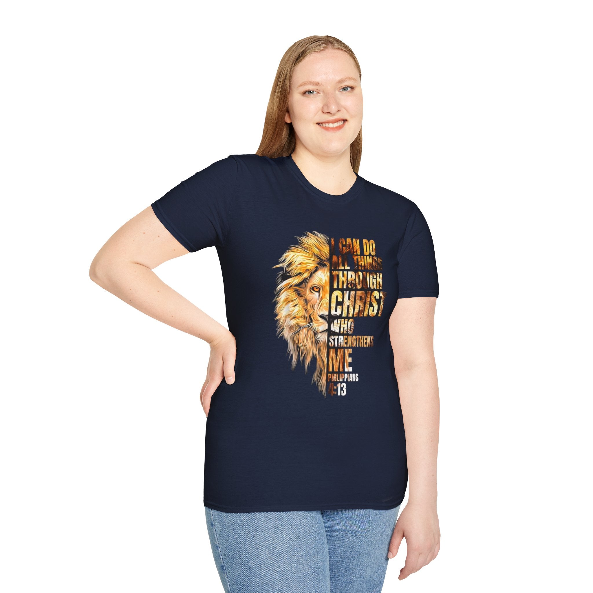 Christian Lion T-Shirt — "I Can Do All Things Through Christ Who Strengthens Me" Inspirational Tee