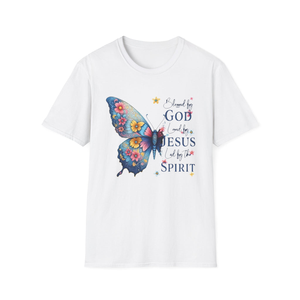 Butterfly Faith T-Shirt — "I am loved by God and held by Jesus and the Spirit" Christian Tee