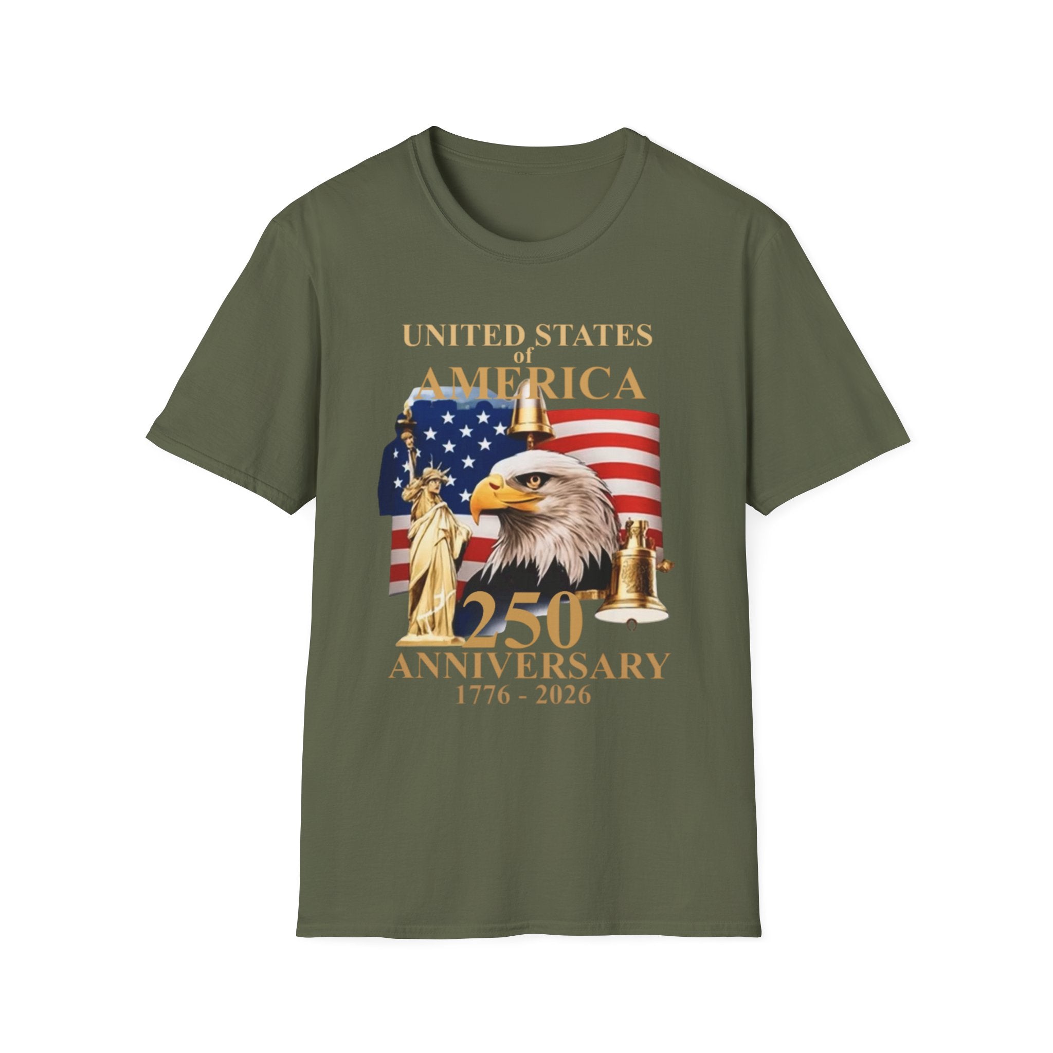 America 250th Anniversary T-Shirt – Bald Eagle, Flag & Liberty Icons (1776–2026)