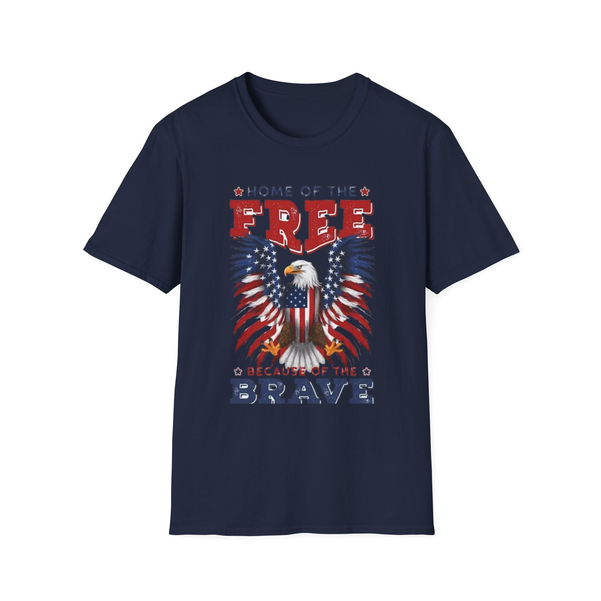 Patriotic Eagle T-Shirt — "Home of the Free Because of the Brave"