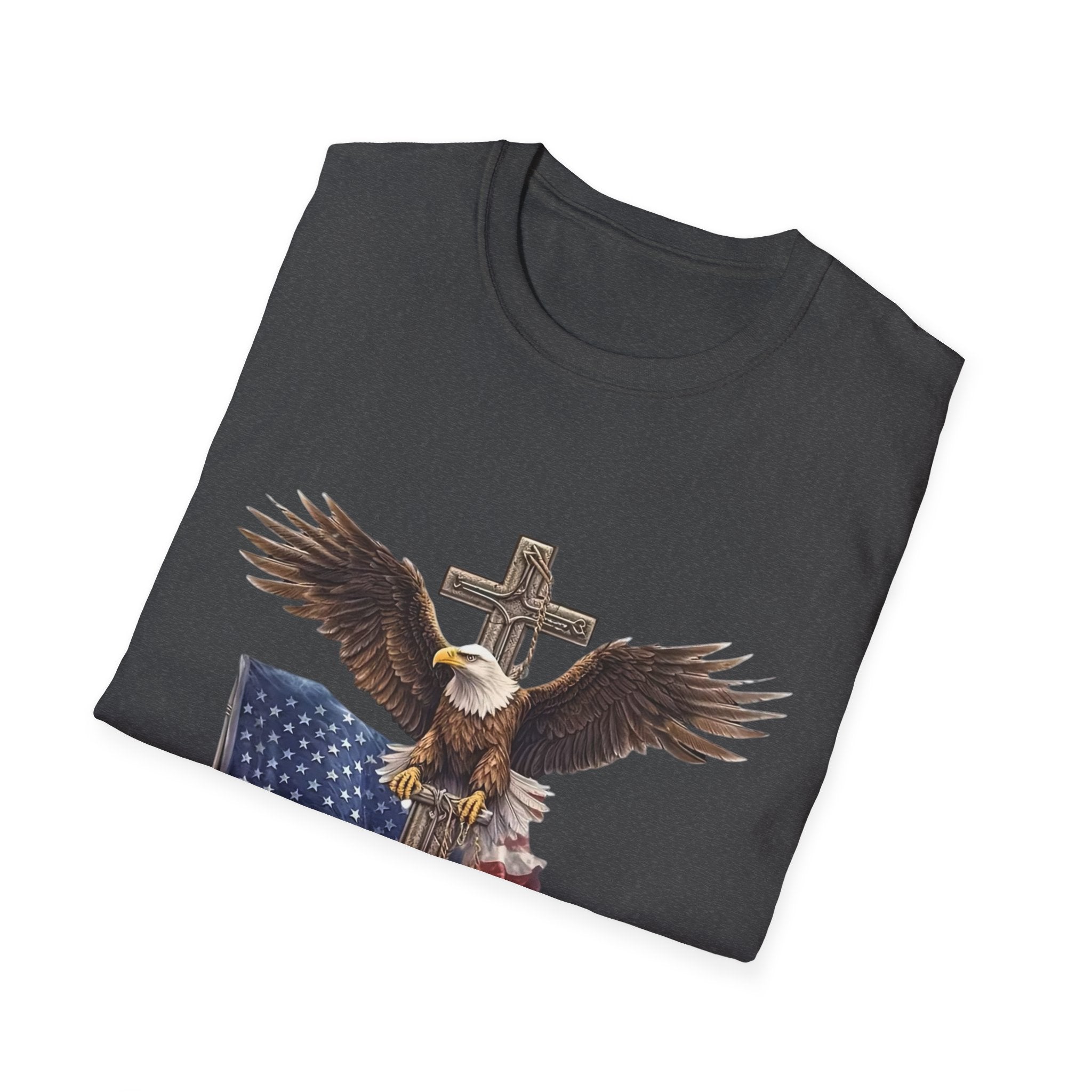 Patriotic Eagle Cross T-Shirt — American Flag Christian Tee