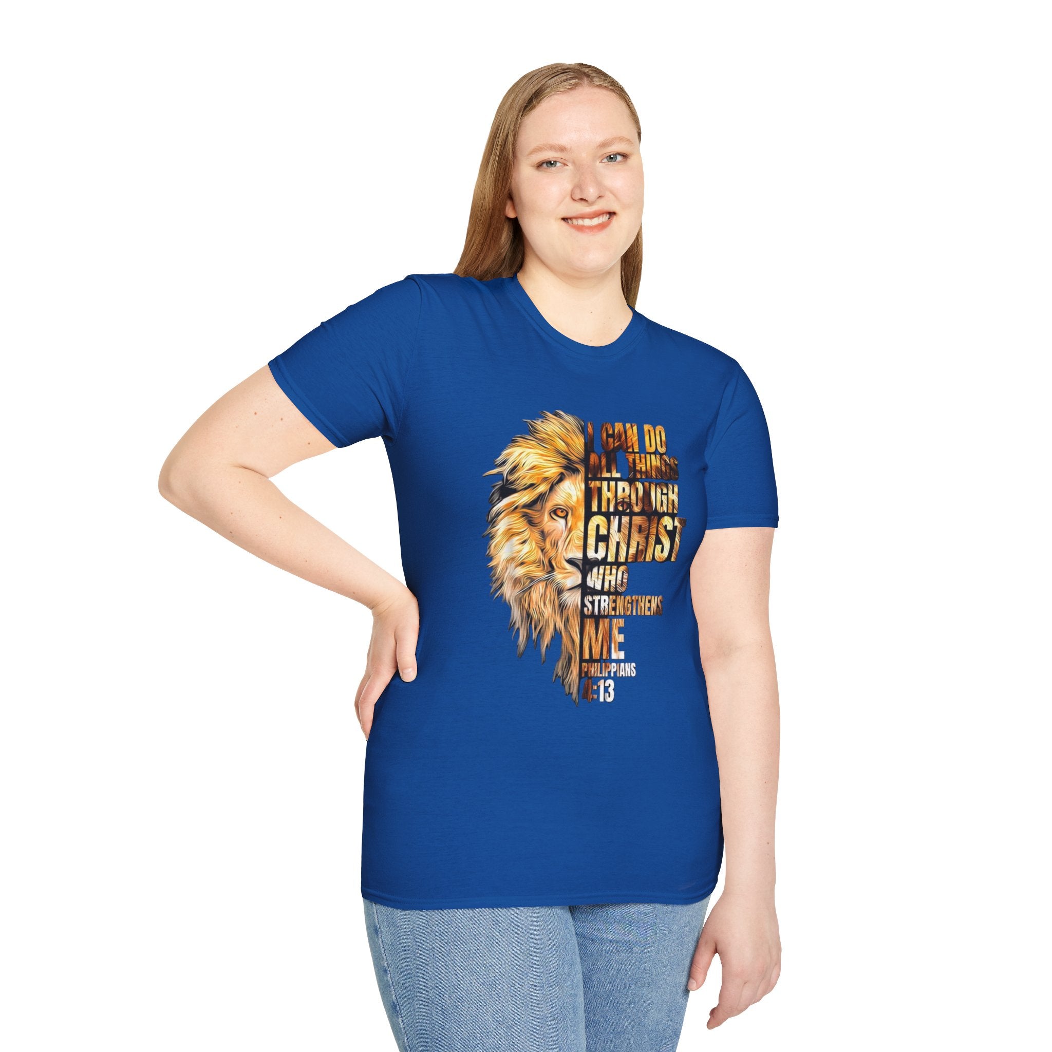 Christian Lion T-Shirt — "I Can Do All Things Through Christ Who Strengthens Me" Inspirational Tee