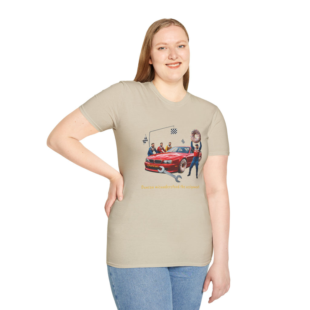 Duncan Misunderstood the Assignment Nascar T-Shirt | Funny Car Donut Racing Design