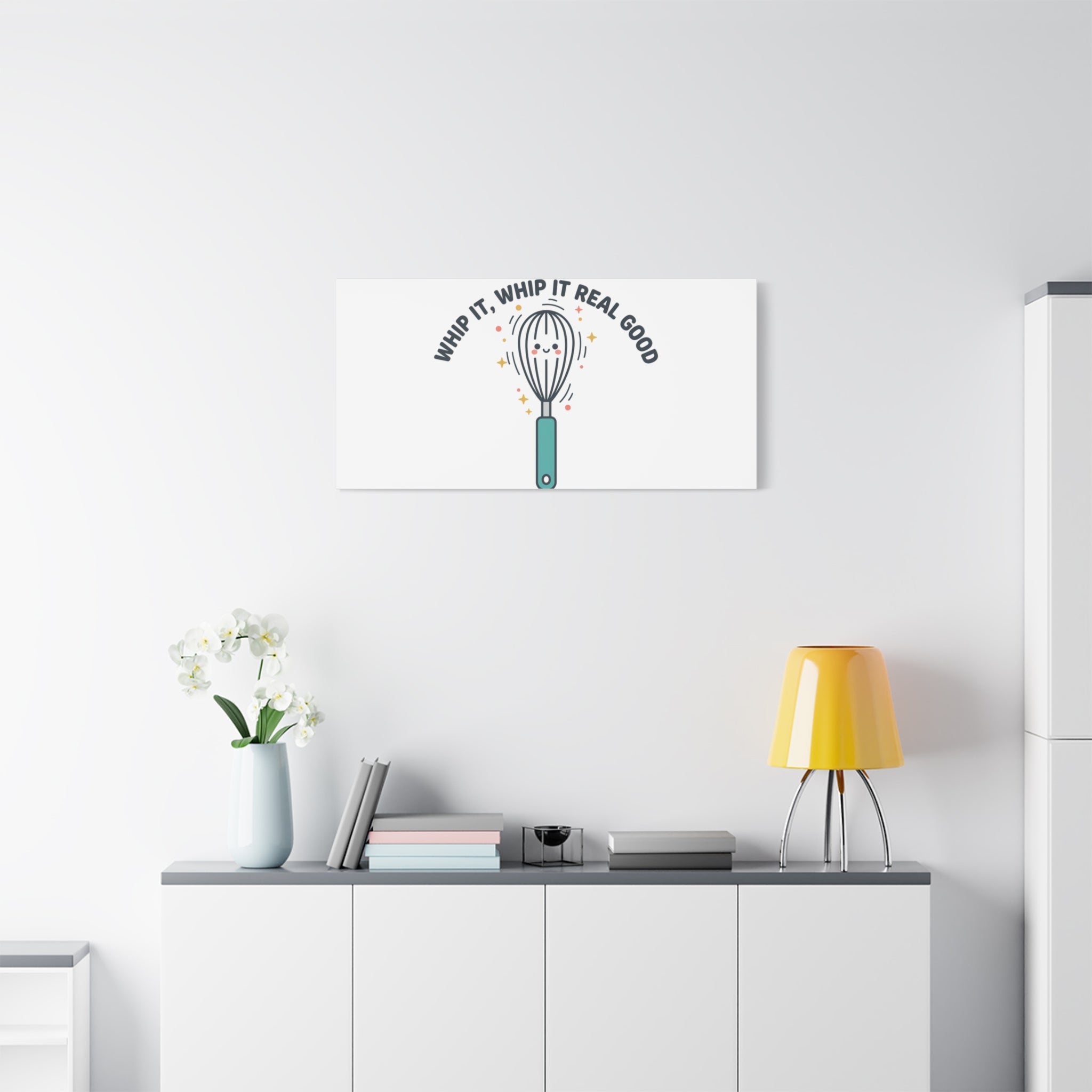 Whip It, Whip It Real Good Canvas | Kitchen Pun Minimalism, Cooking Humor