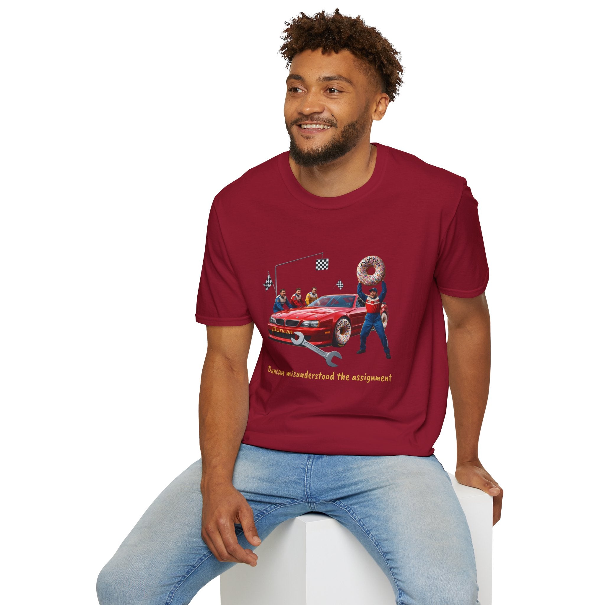 Duncan Misunderstood the Assignment Nascar T-Shirt | Funny Car Donut Racing Design
