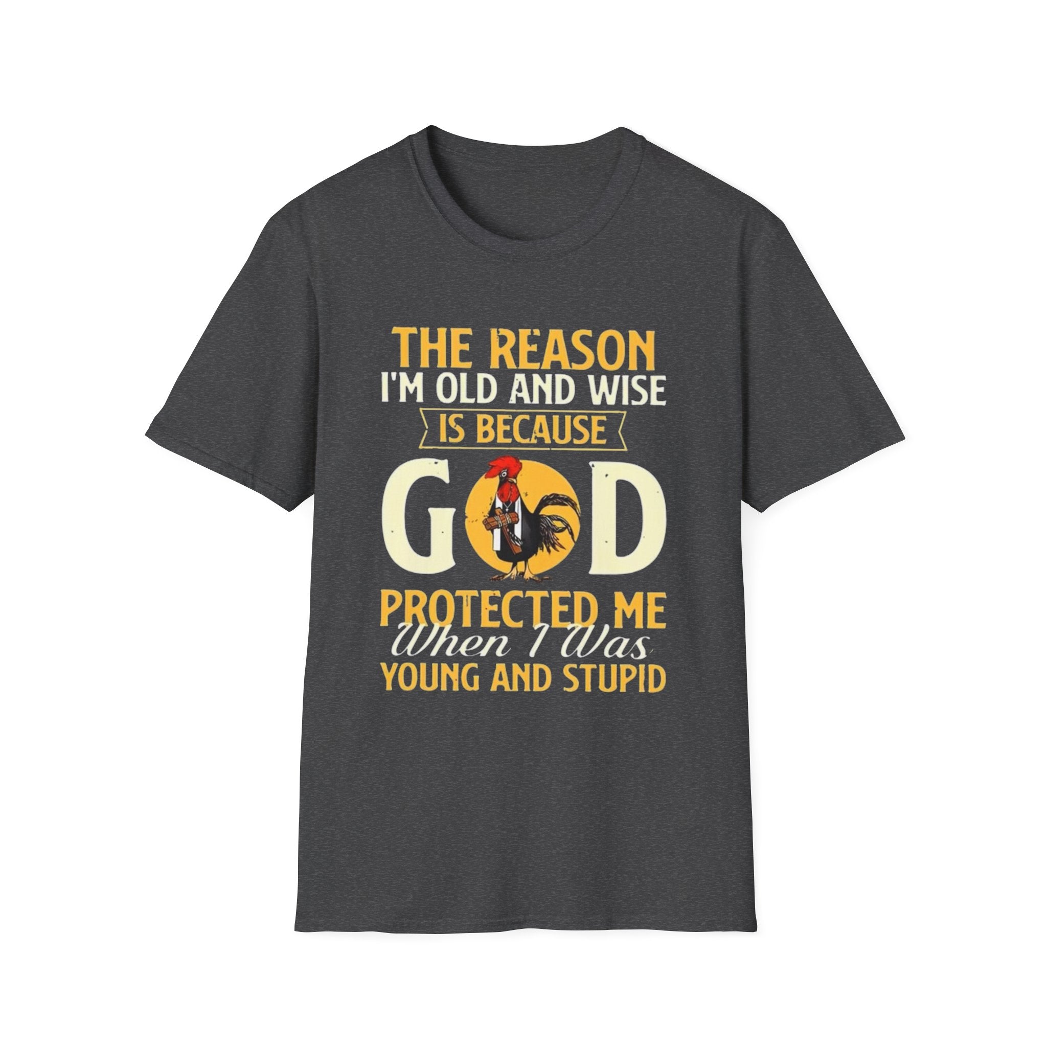 T-Shirt — "The Reason I’m Old and Wise Is Because God Protected Me When I Was Young and Stupid" Christian Faith Tee