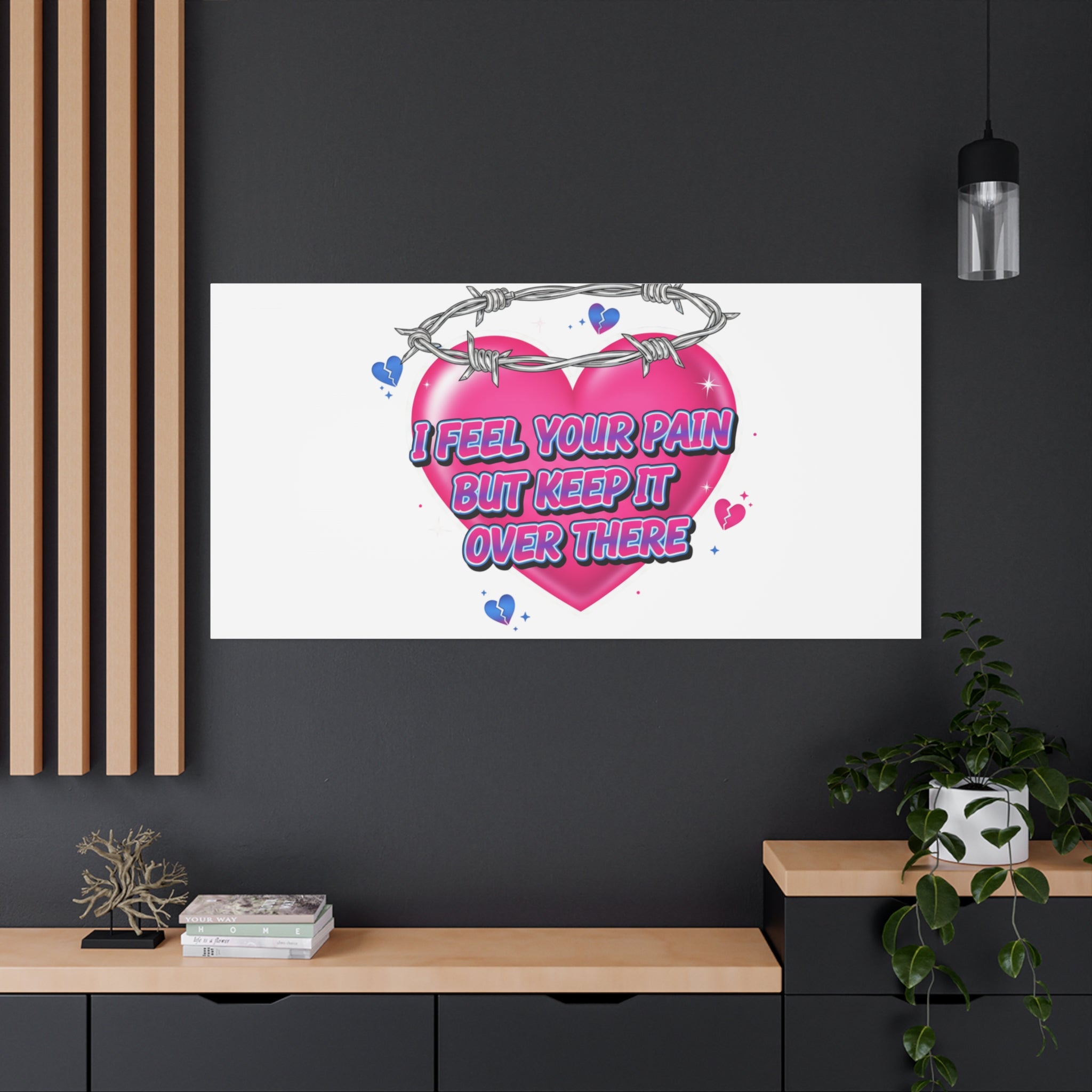 Snarky Neon Heart Airbrush Canvas | Softcore Hater, Y2K nostalgia