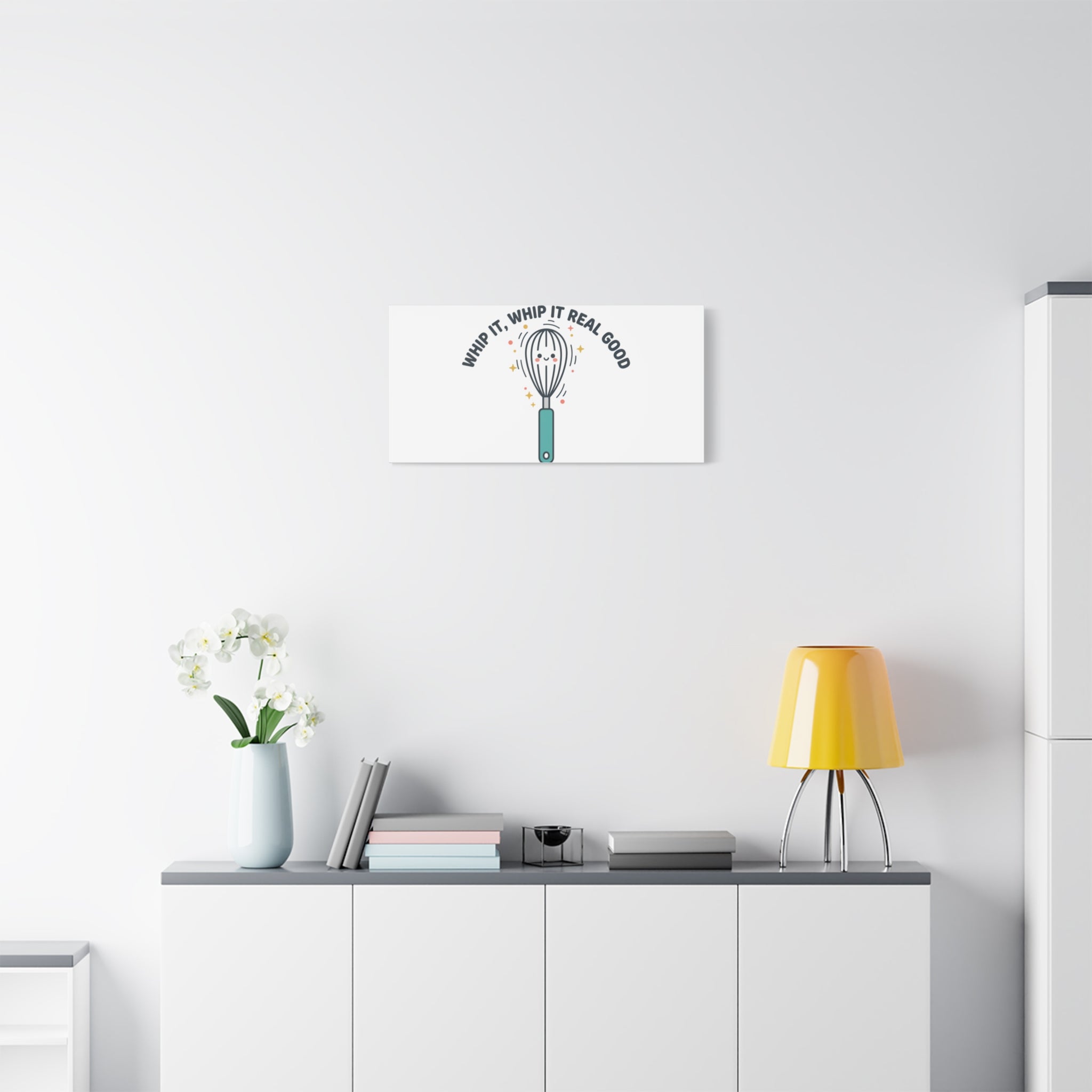 Whip It, Whip It Real Good Canvas | Kitchen Pun Minimalism, Cooking Humor