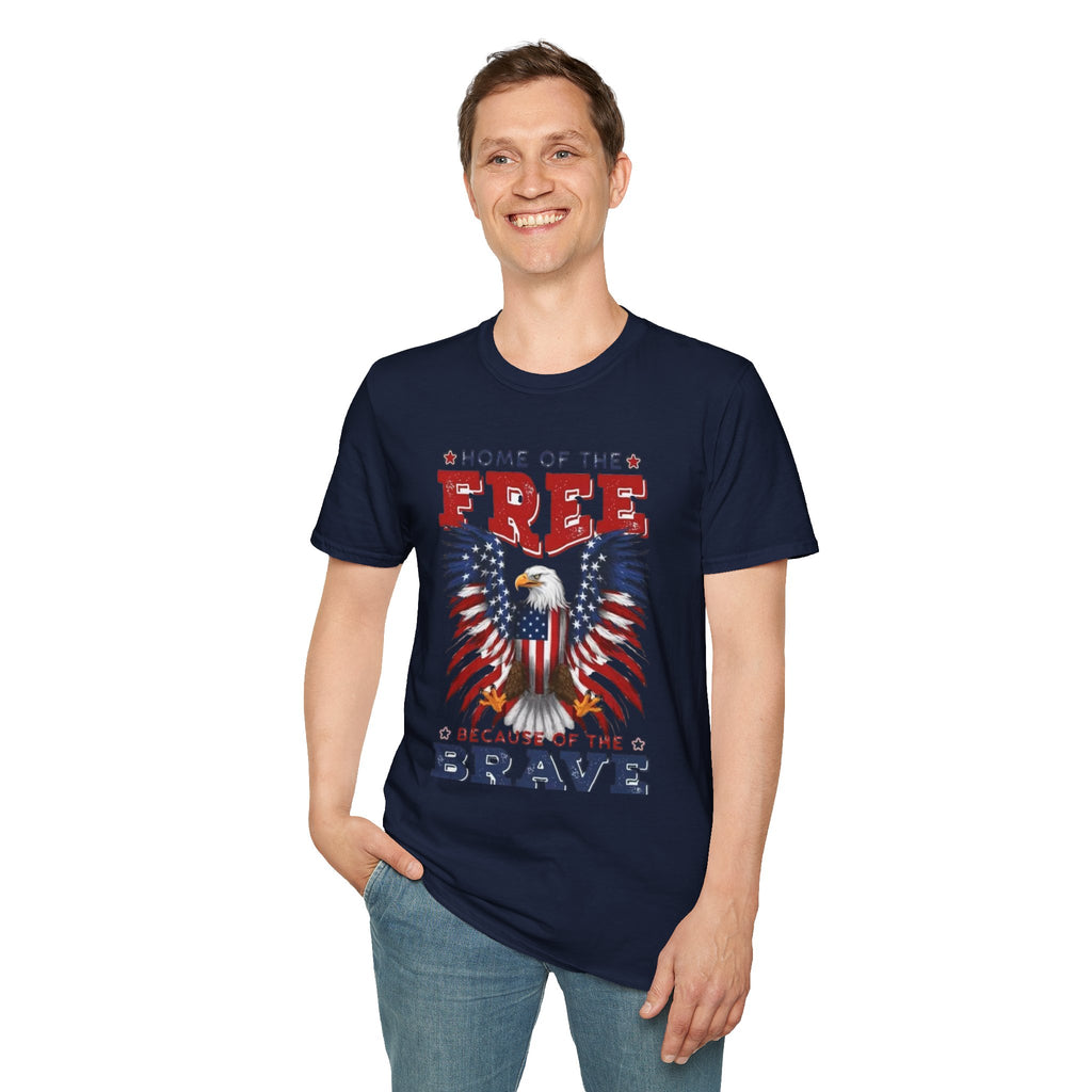 Patriotic Eagle T-Shirt — "Home of the Free Because of the Brave"
