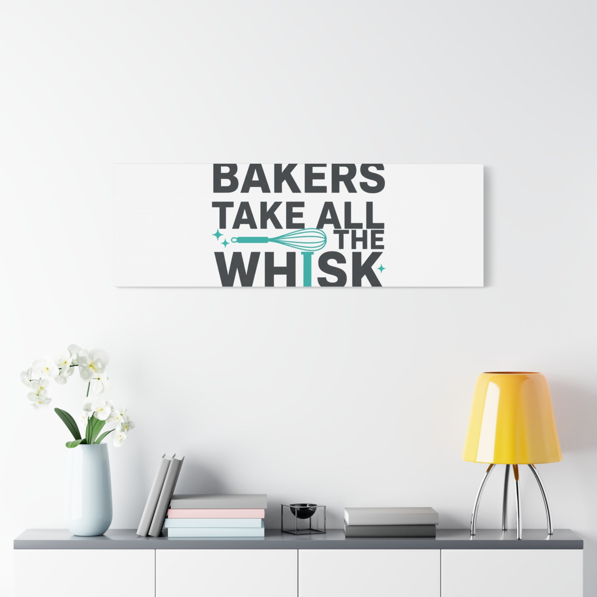 Bakers Take All The Whisk Canvas, Kitchen Pun Minimalism, cooking humor wall art