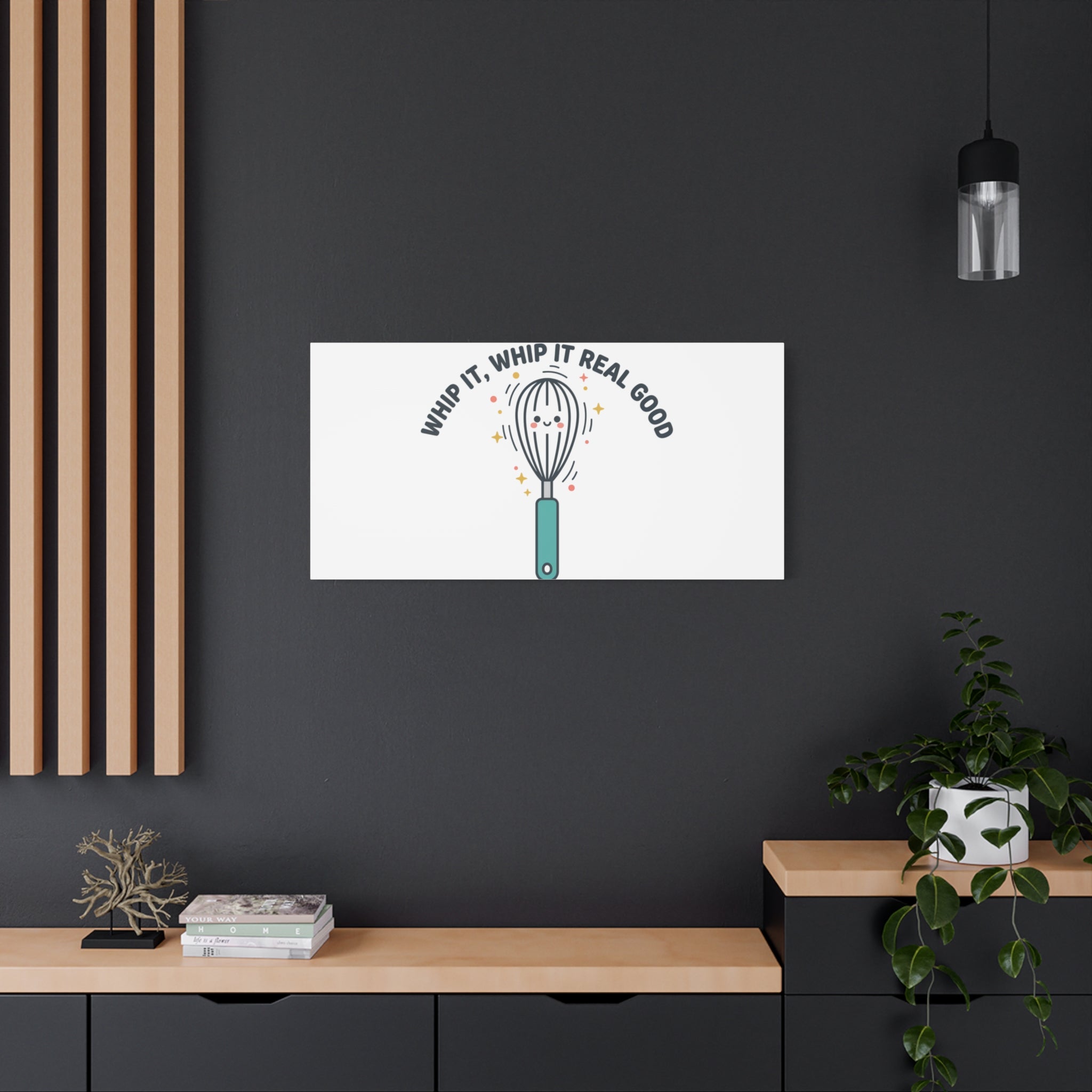 Whip It, Whip It Real Good Canvas | Kitchen Pun Minimalism, Cooking Humor